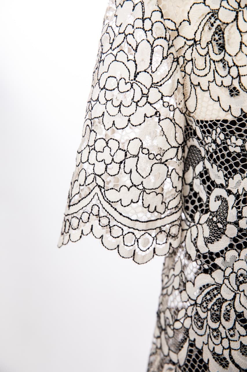 Trina Turk Black & Ivory Lace Two-Piece Top & Pencil Skirt Set