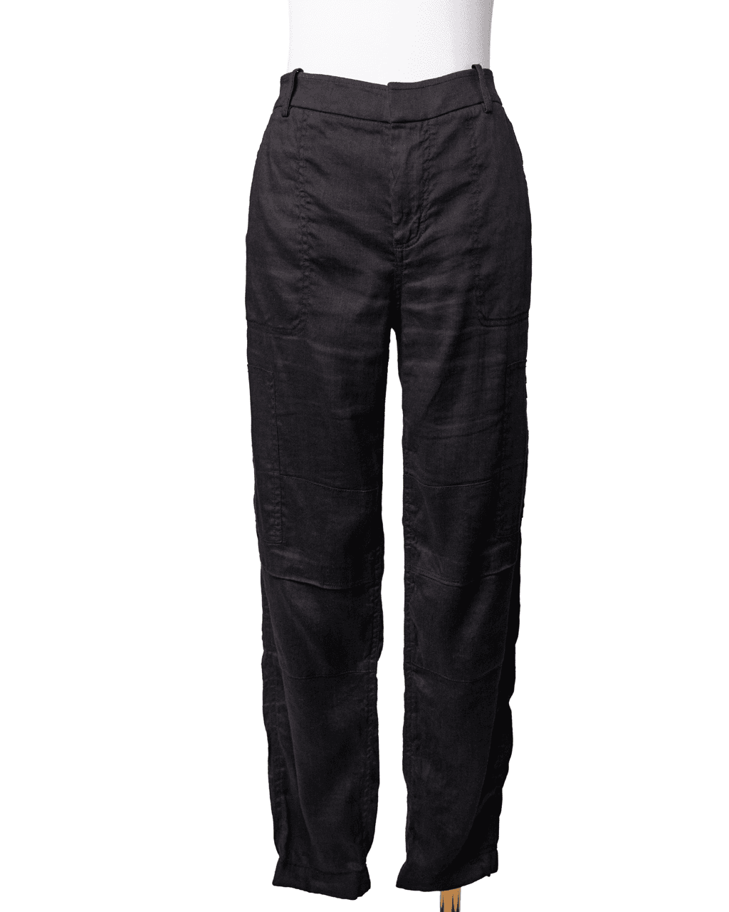 Vince Black Linen-Blend Utility Cargo Pants