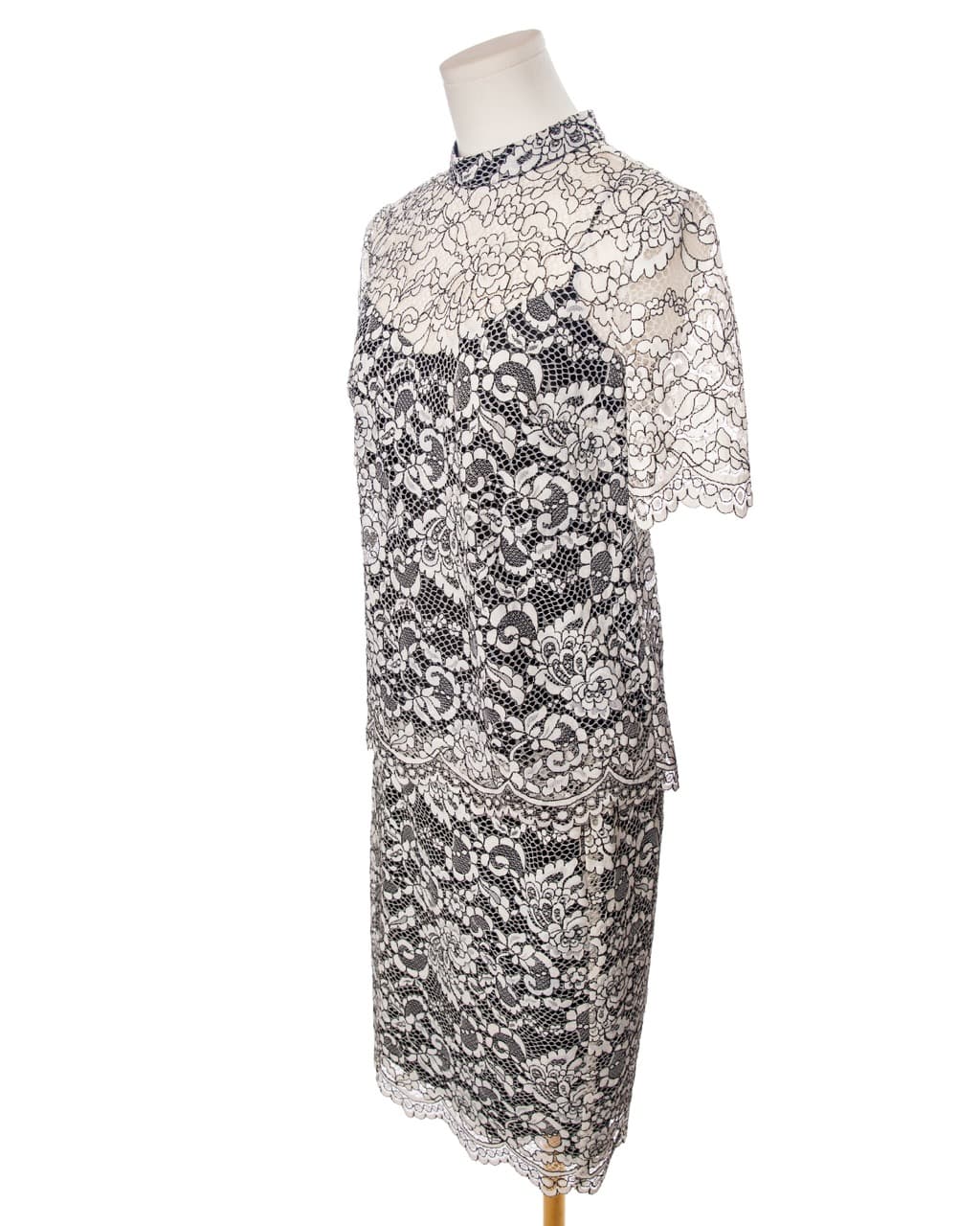 Trina Turk Black & Ivory Lace Two-Piece Top & Pencil Skirt Set