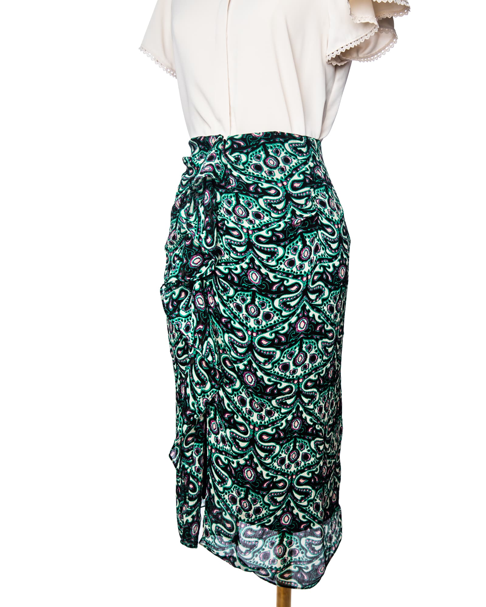 Ba&sh New With Tags Printed Ruffle Midi Skirt- New with Tags