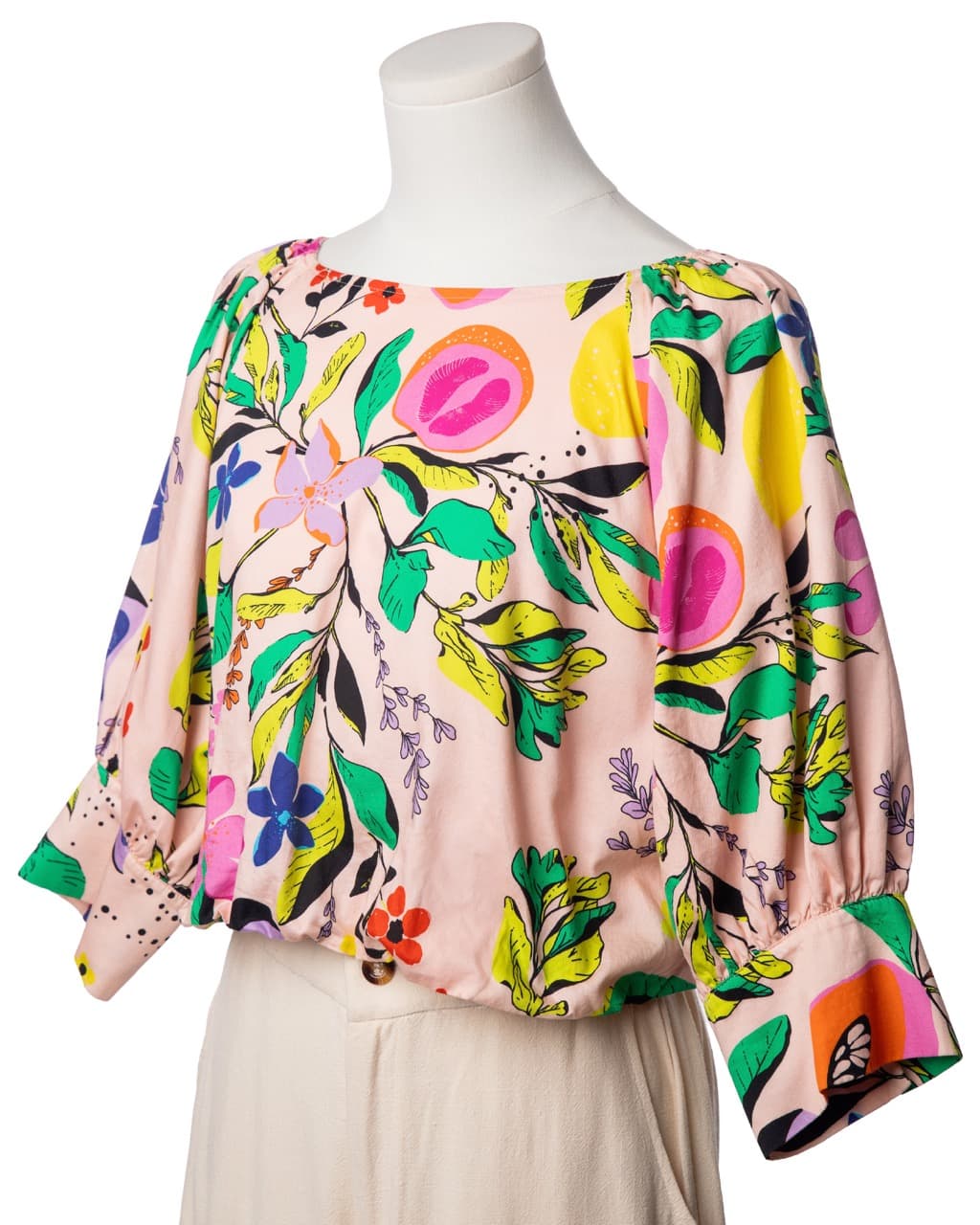 Emily McCarthy Botanical Print Silk Blouse