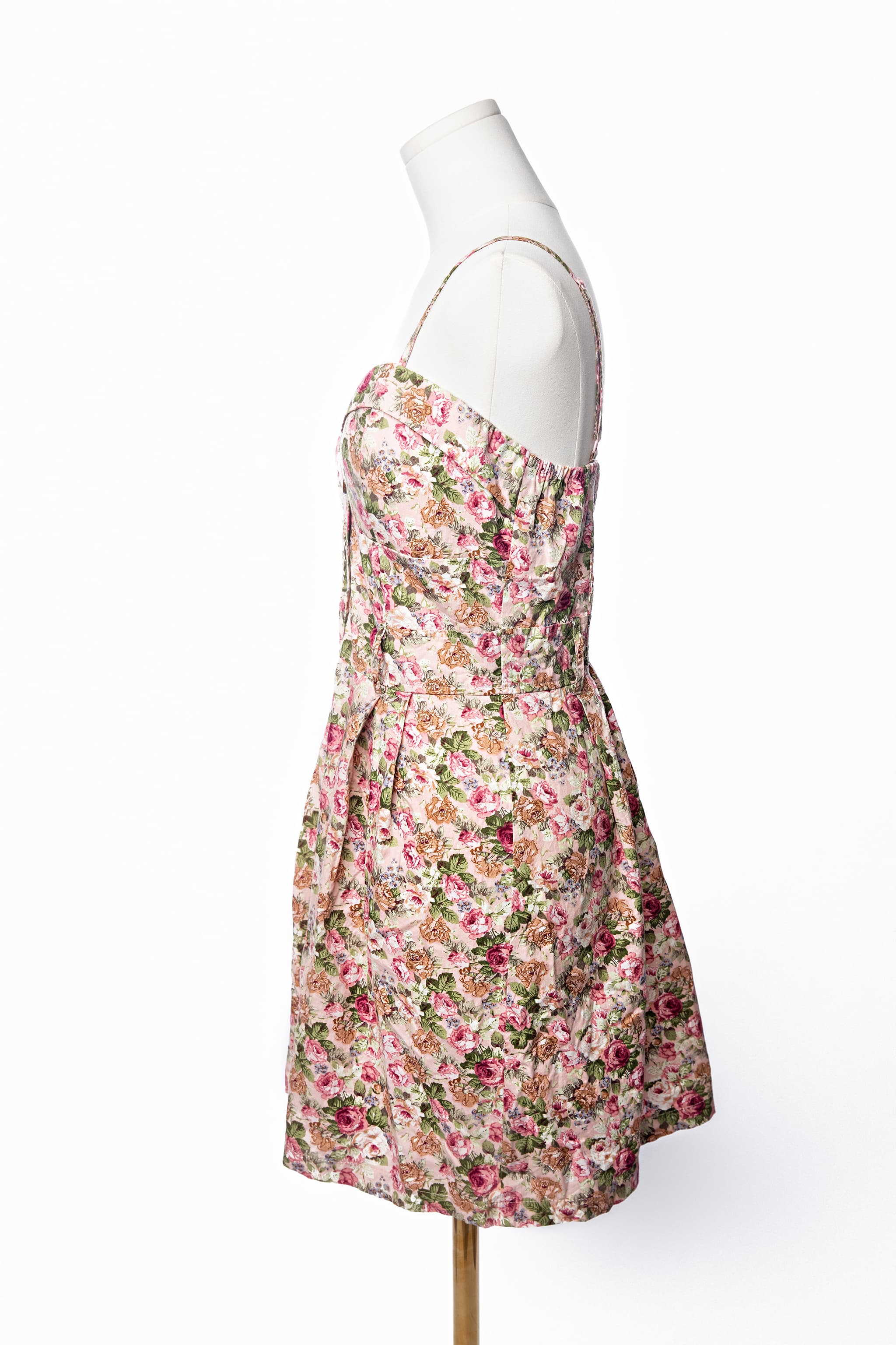 Poetry Rose Floral Button-Front Sweetheart Mini Dress