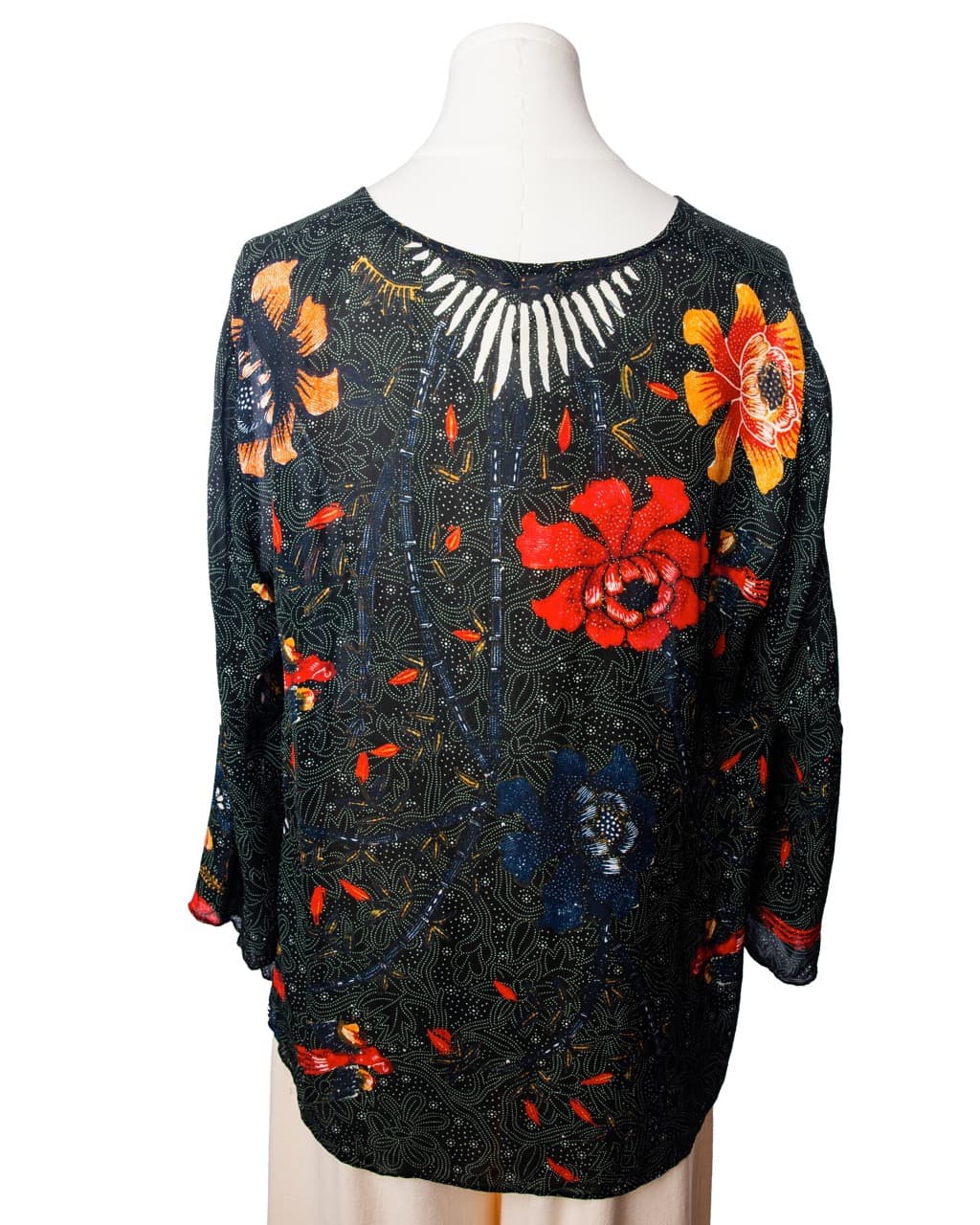 Kobi Halperin Silk Floral & Bee Print Tie-Neck Blouse