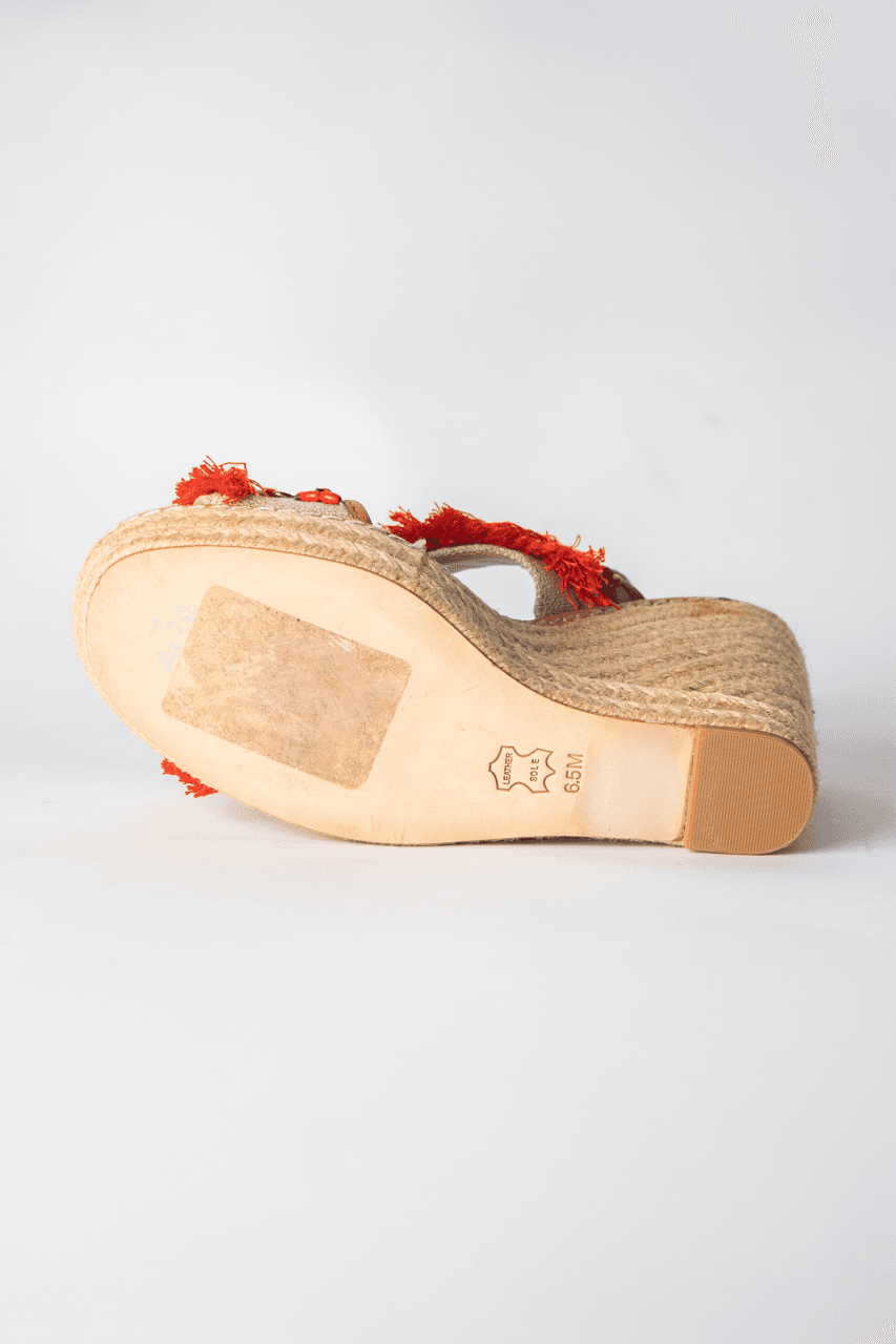 Tory Burch Niyah Embellished Tassel Espadrille Wedges