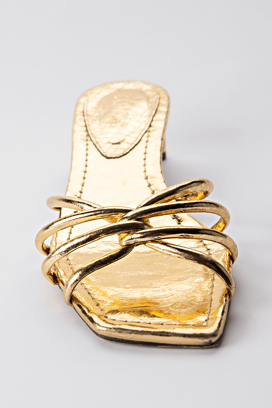 Gold Metallic Strappy Kitten Heel Sandals