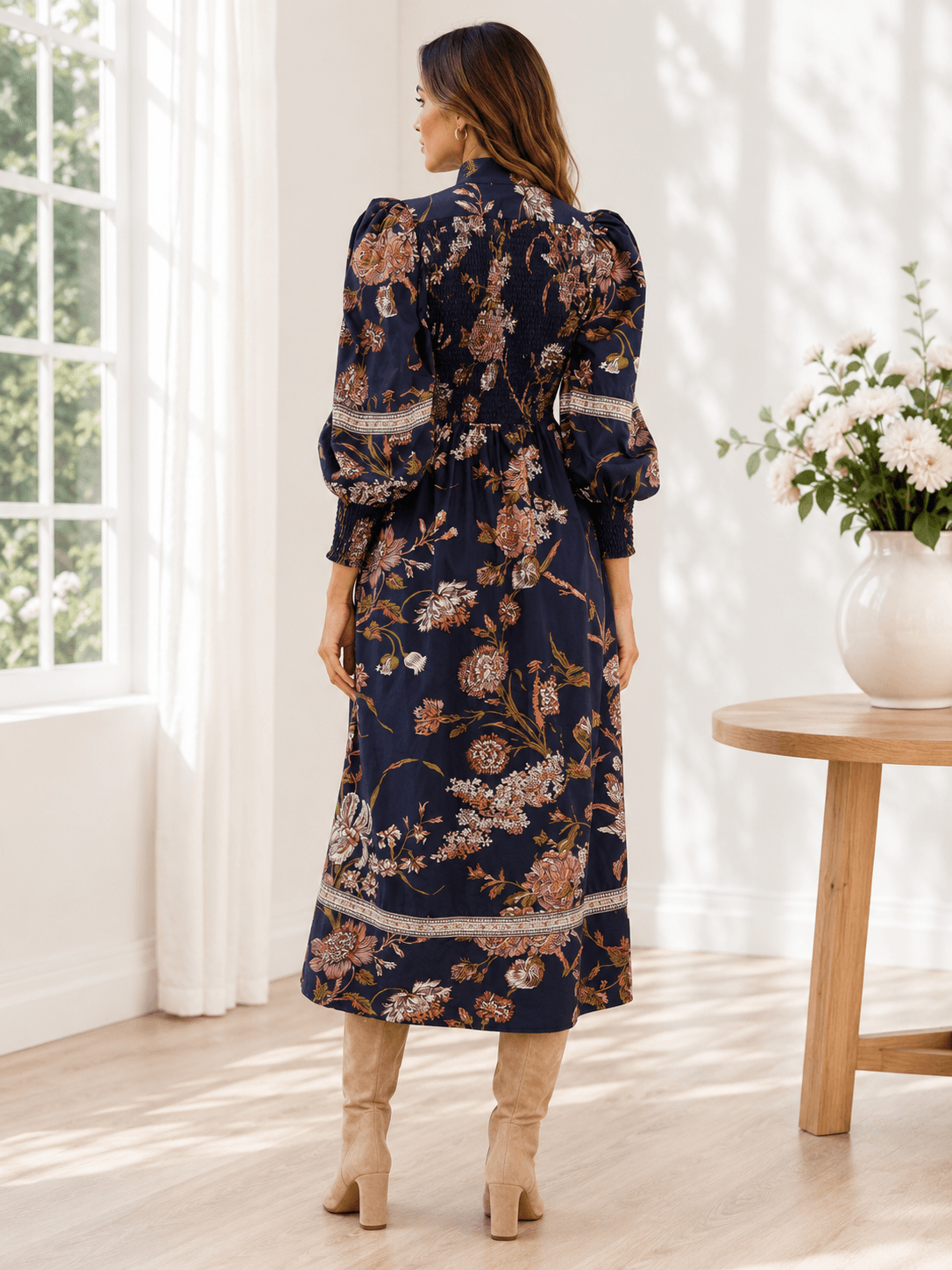 Love the Label Floral Puff Sleeve Midi Dress