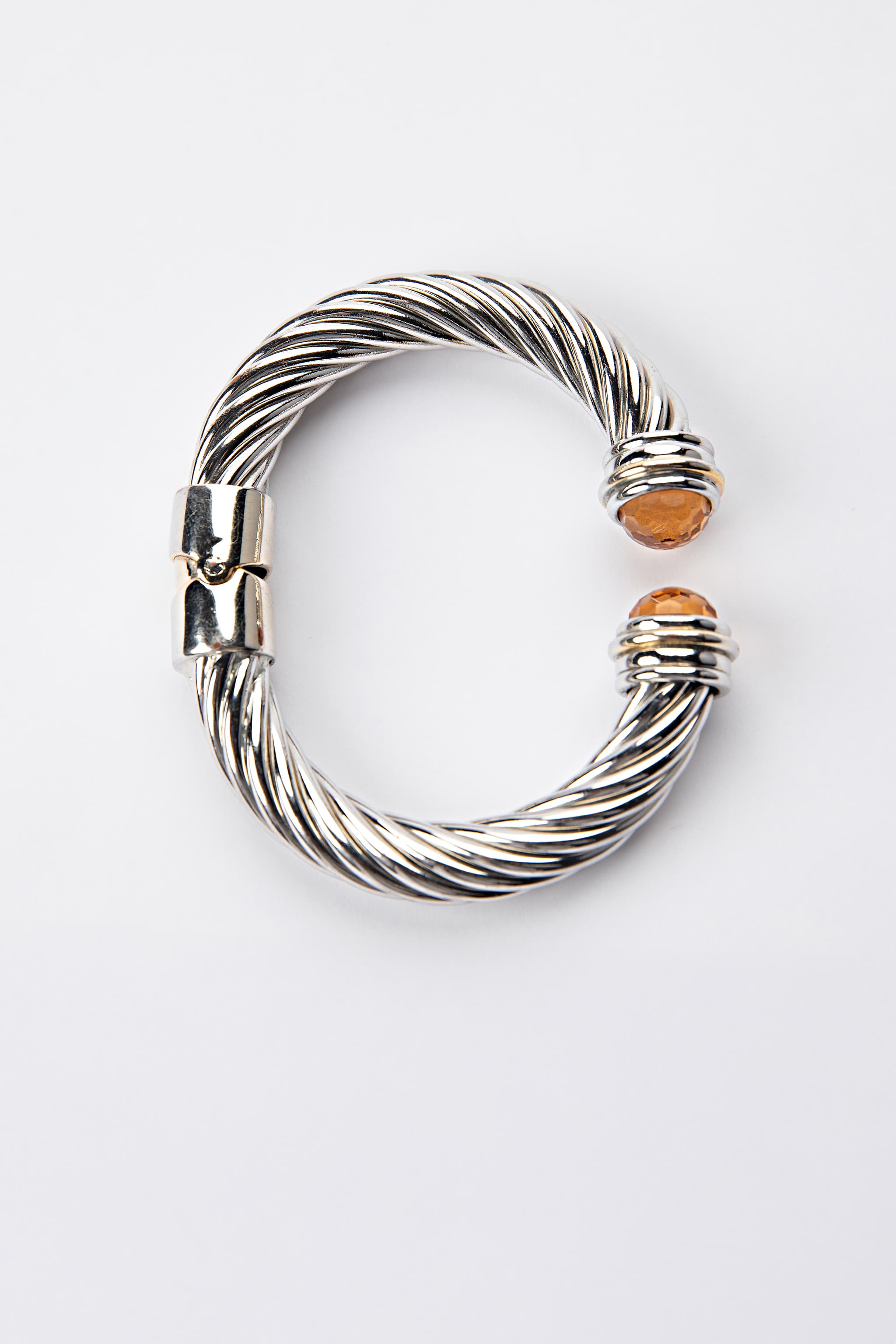 Silver Cable Topaz Bracelet