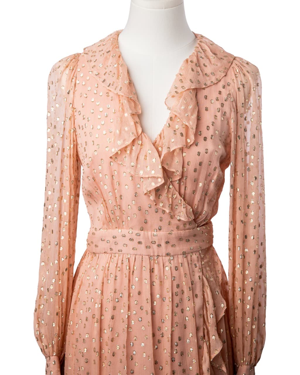 Zimmermann Lurex Silk Metallic Dot Wrap Midi Dress