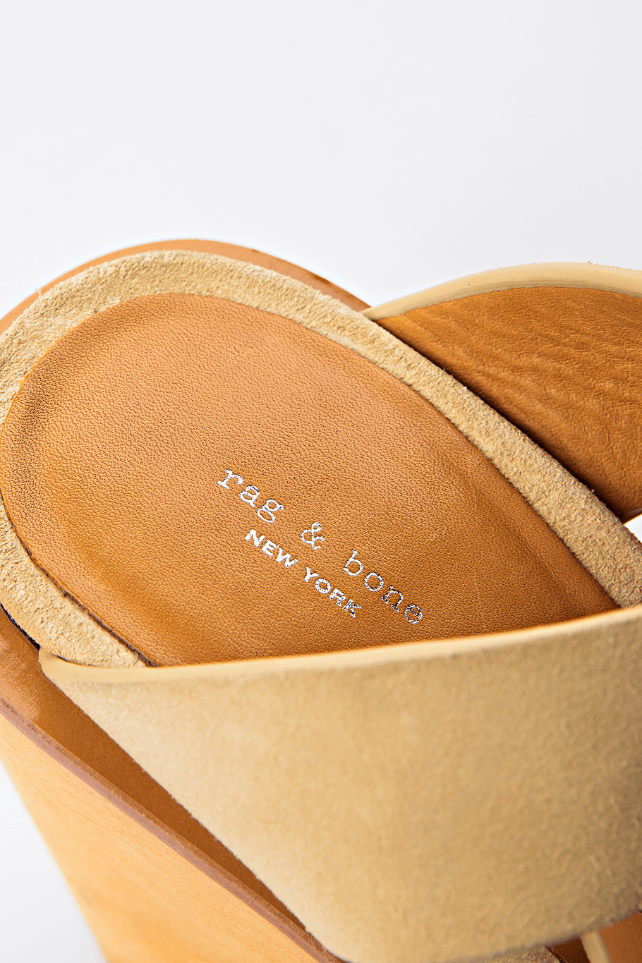 Rag & Bone Oatmeal Suede Wooden Platform Wedge Sandals