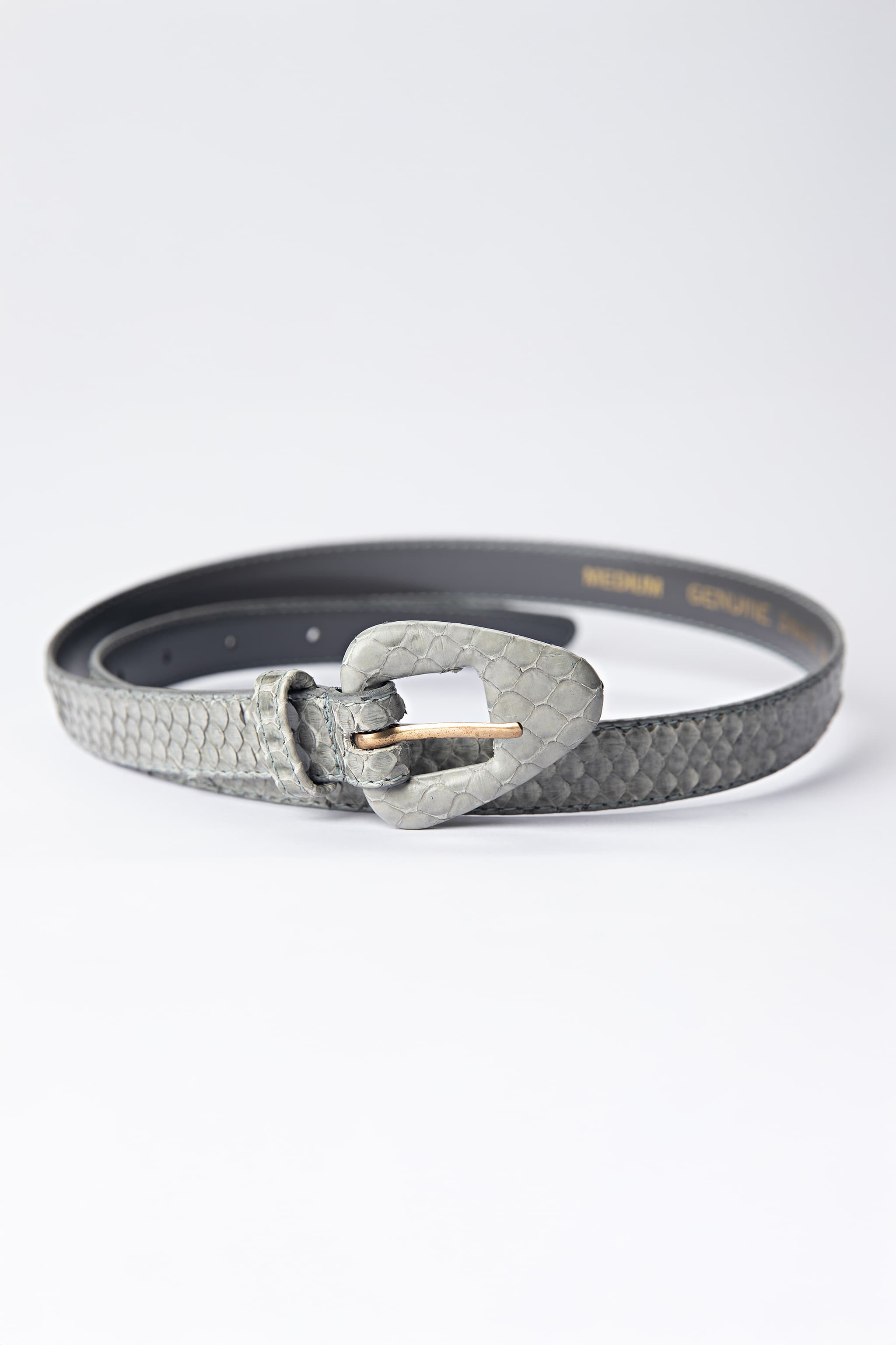 Genuine Snake Skin Gray Belt — Size Medium