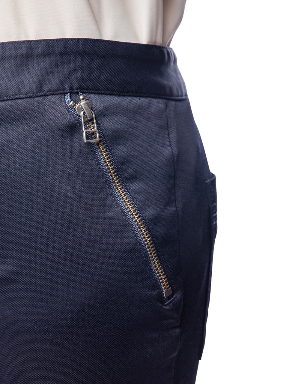 Veronica Beard Navy Textured Zip Pocket Tapered Cargo Jogger Pants