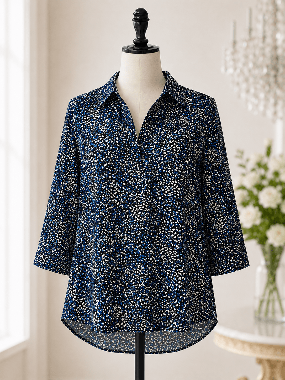 Paige Midnight Confetti Popover Blouse