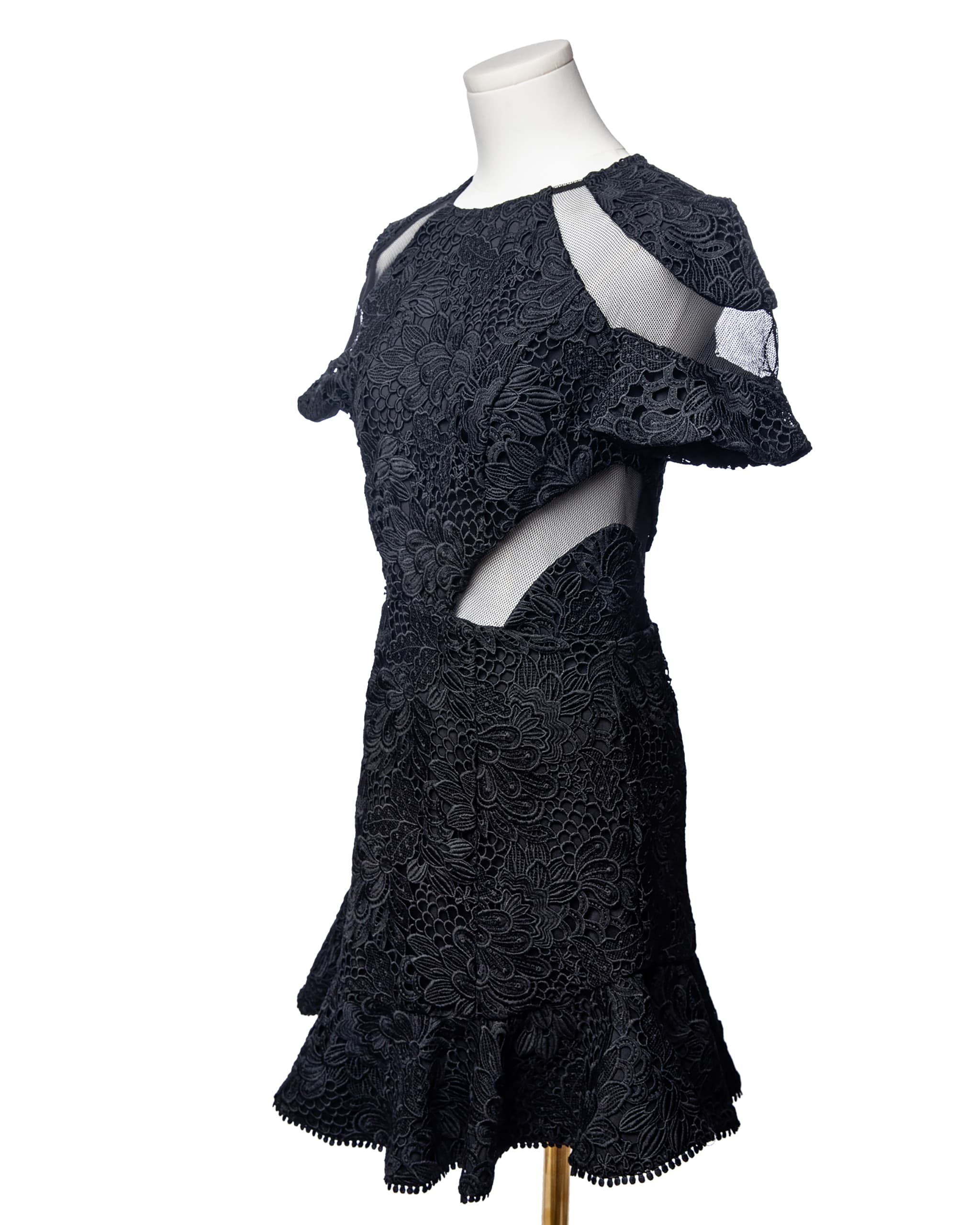 Karina Grimaldi Lila Black Lace Cutout Mini Dress