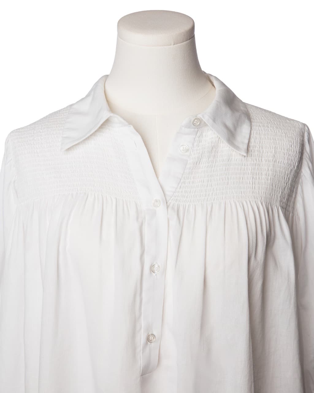 Munthe White Smocked Cotton Tunic Blouse