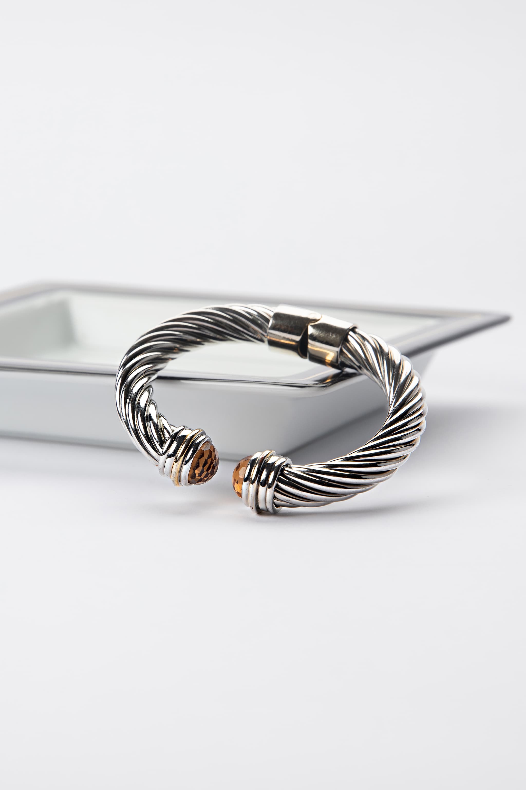Silver Cable Topaz Bracelet