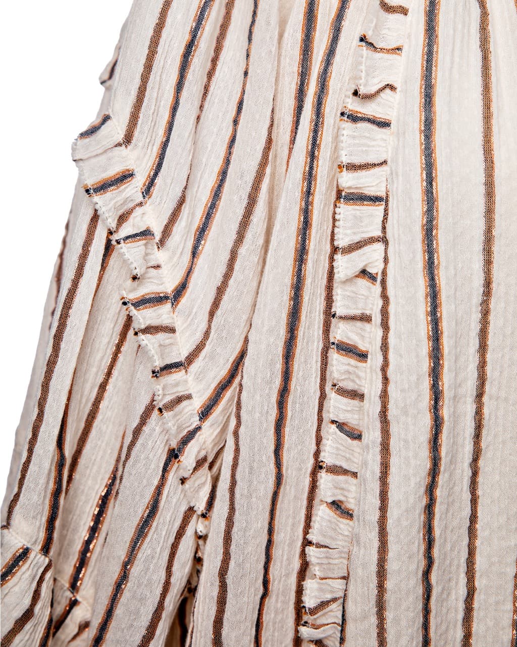 Ulla Johnson Liana Metallic Stripe Ruffle Balloon Sleeve Blouse