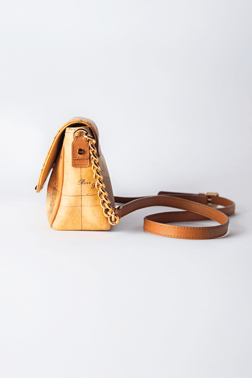 Alviero Martini 1A Classe Geo Classic Map-Print Chain Crossbody Bag