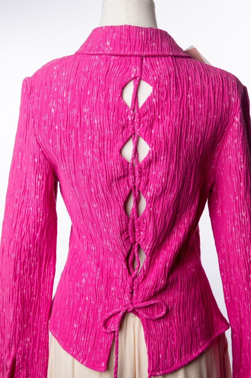 Stine Goya NWT Fuchsia Textured Lace-Up Back Shirt
