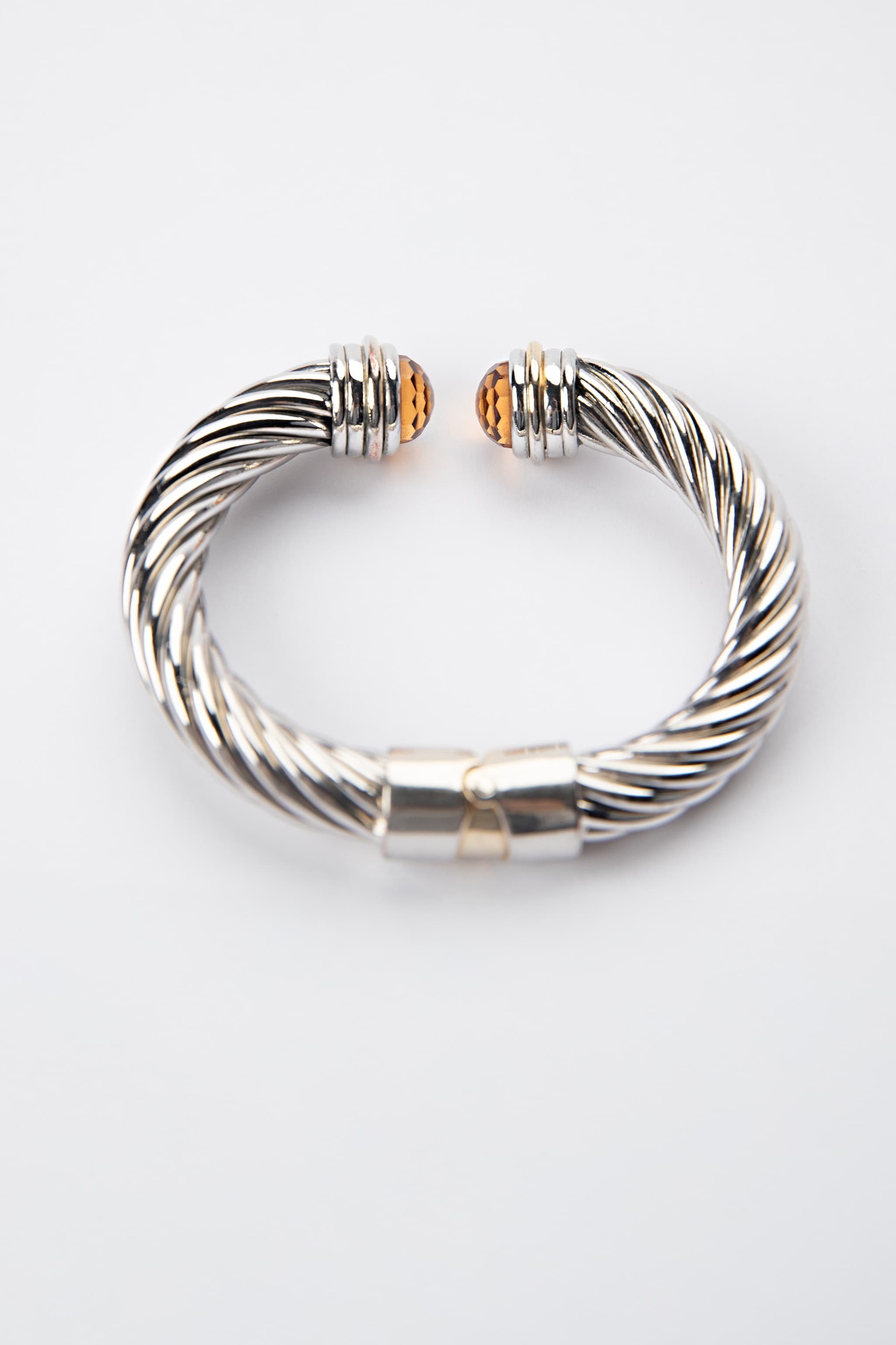 Silver Cable Topaz Bracelet
