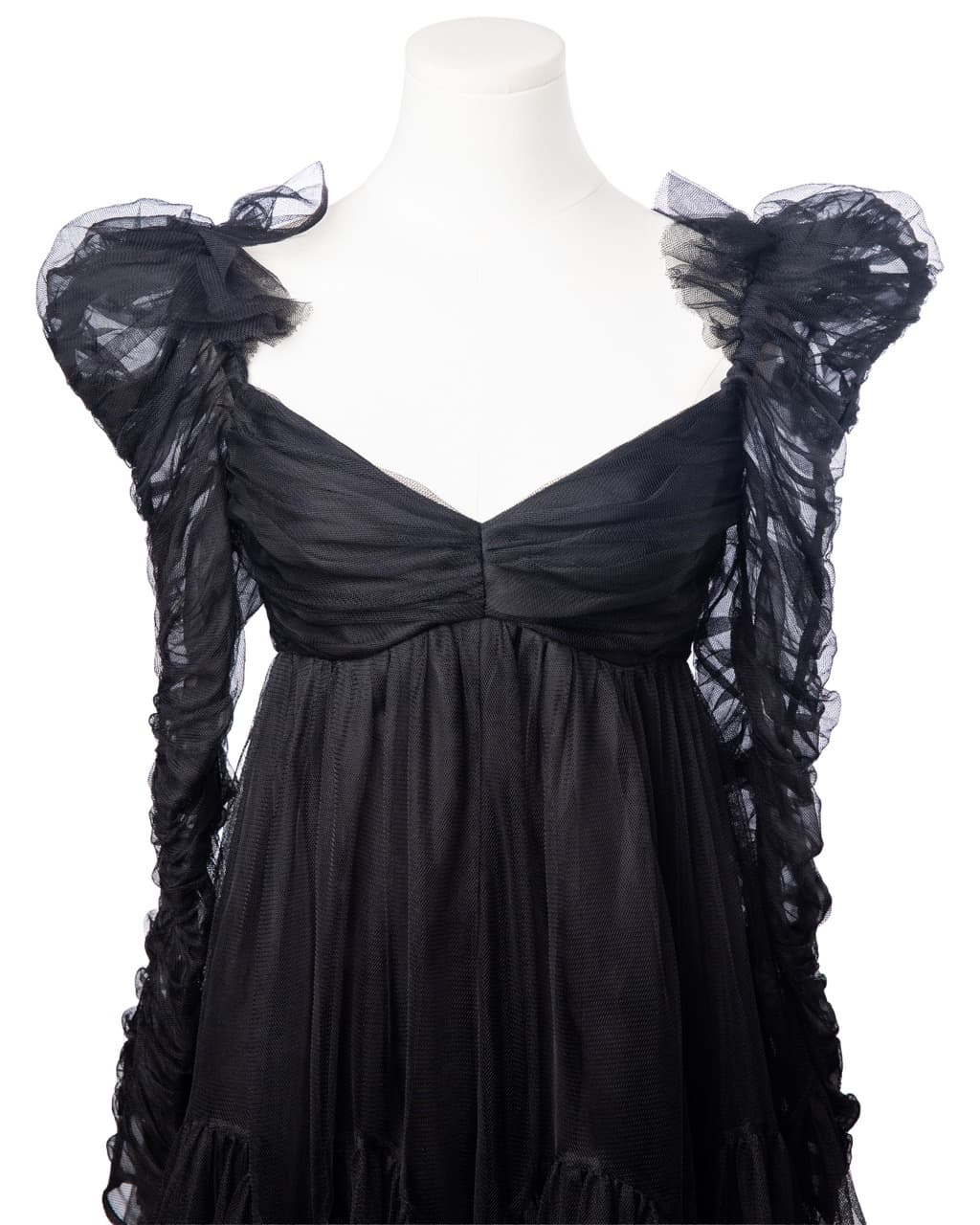 Zimmermann Tulle Ruched Puff-Sleeve Babydoll Mini Dress