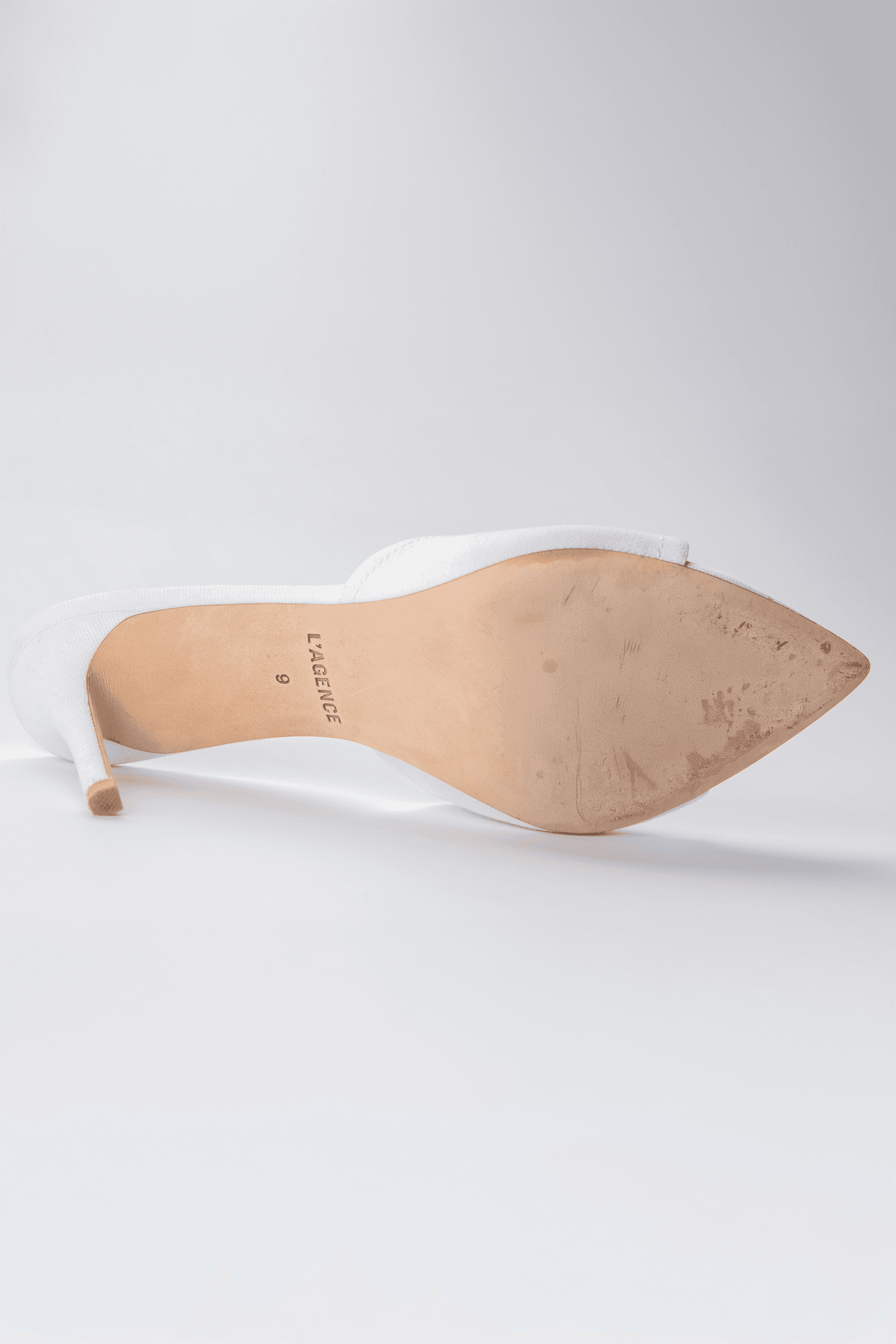 Ivory Satin Pointed Toe Mule Heels