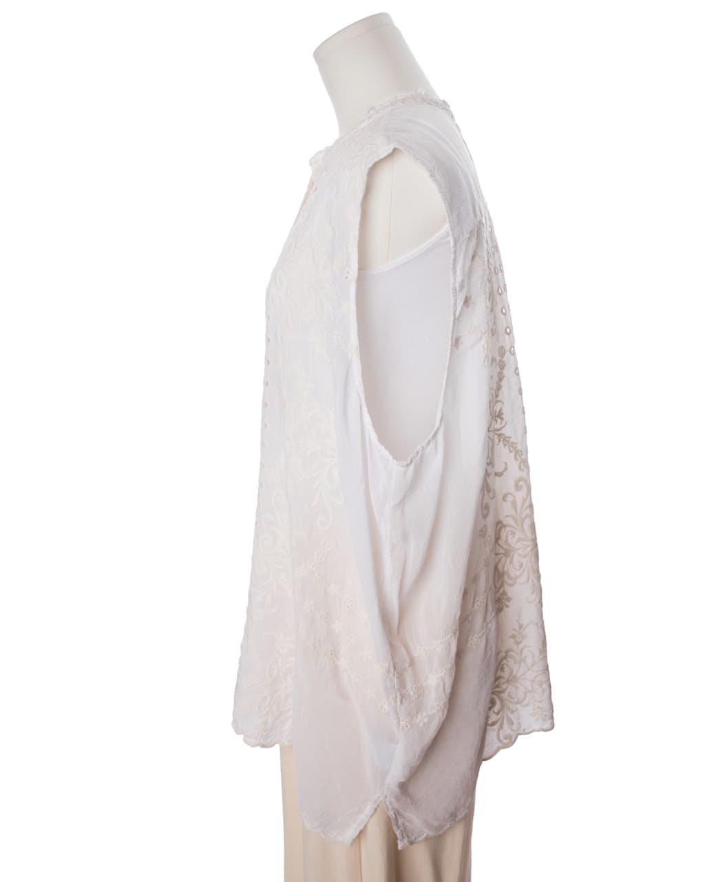 Johnny Was Embroidered Sleeveless Cupra Blend Boho Blouse