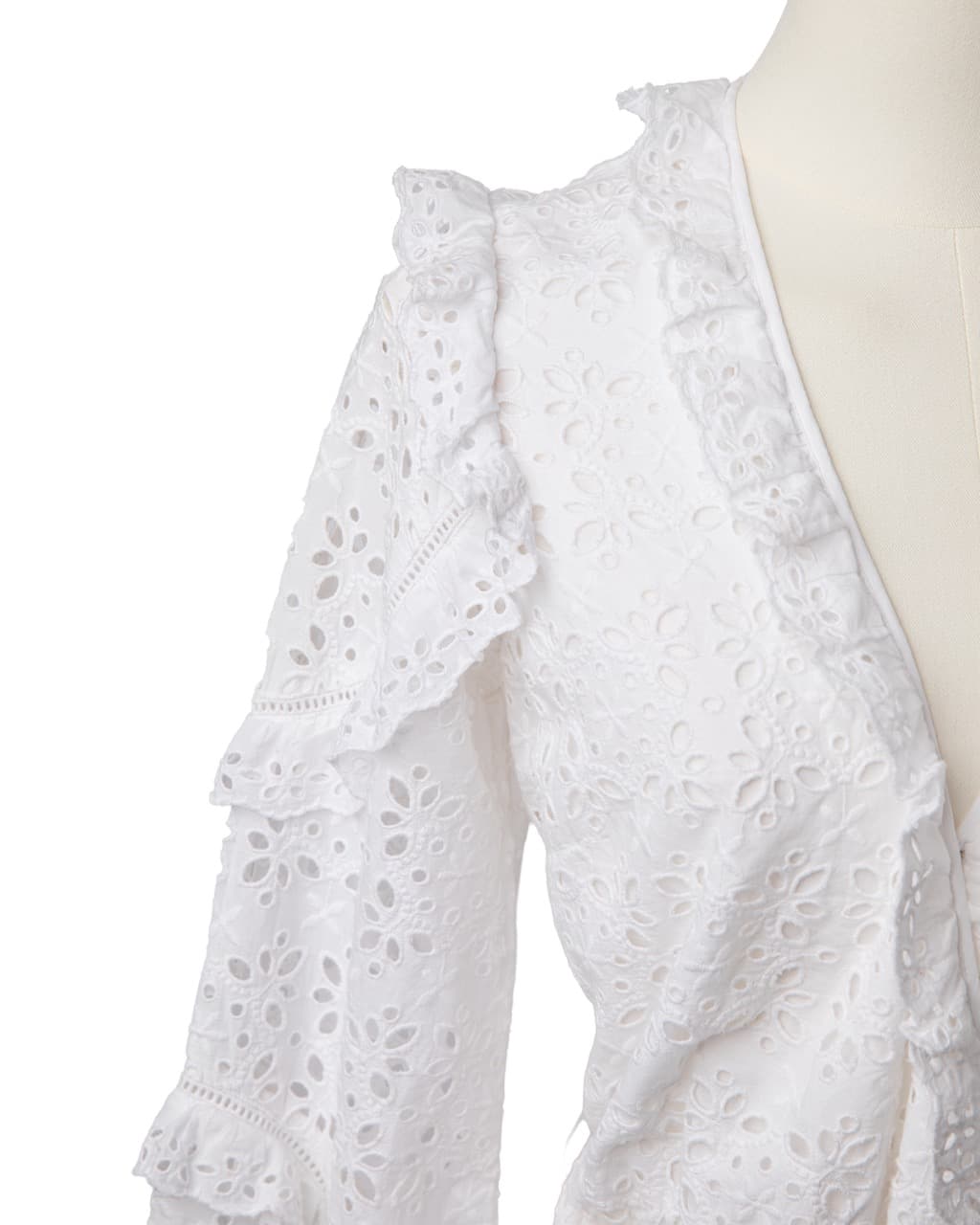Veronica Beard Julia White Eyelet Belted Wrap Mini Dress