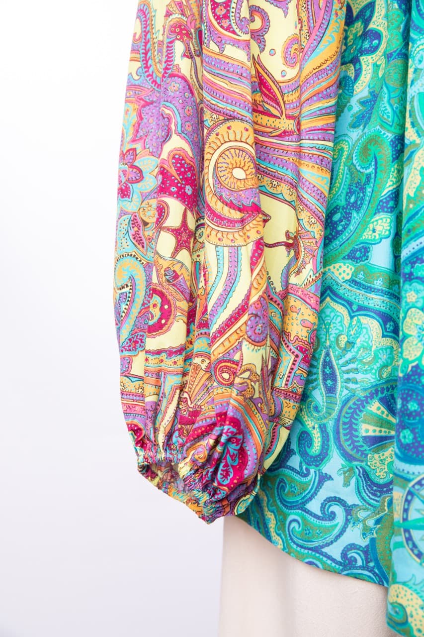 ALÉMAIS Paisley Tie-Neck Blouse NWT