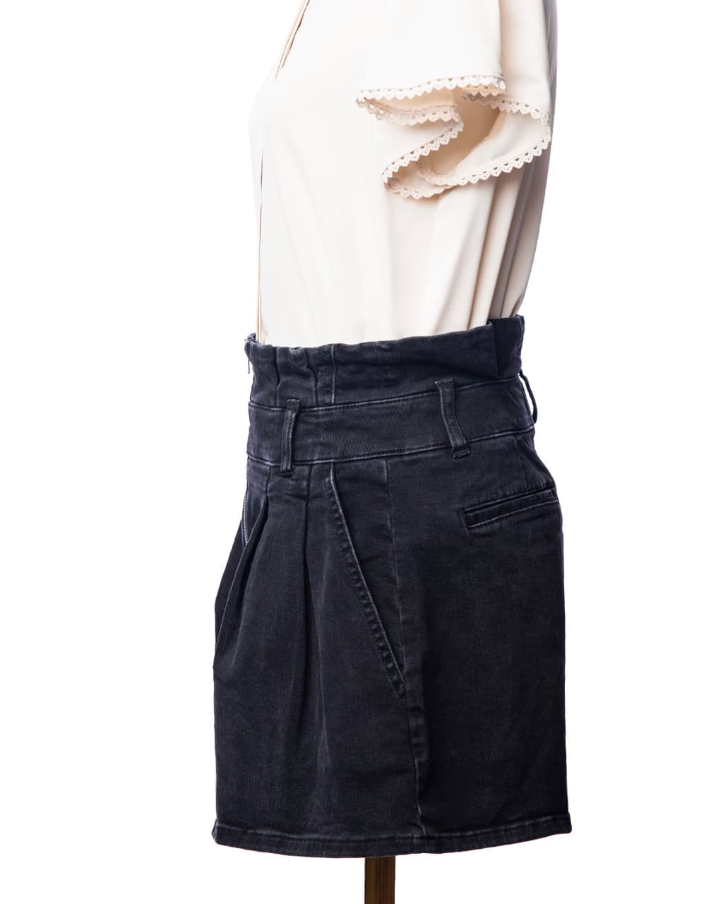 IRO Paris Tocey Zip-Detailed High-Waist Washed Black Denim Shorts