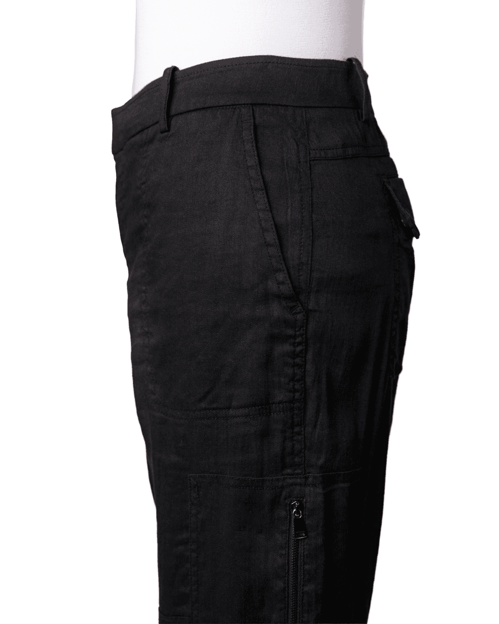 Vince Black Linen-Blend Utility Cargo Pants