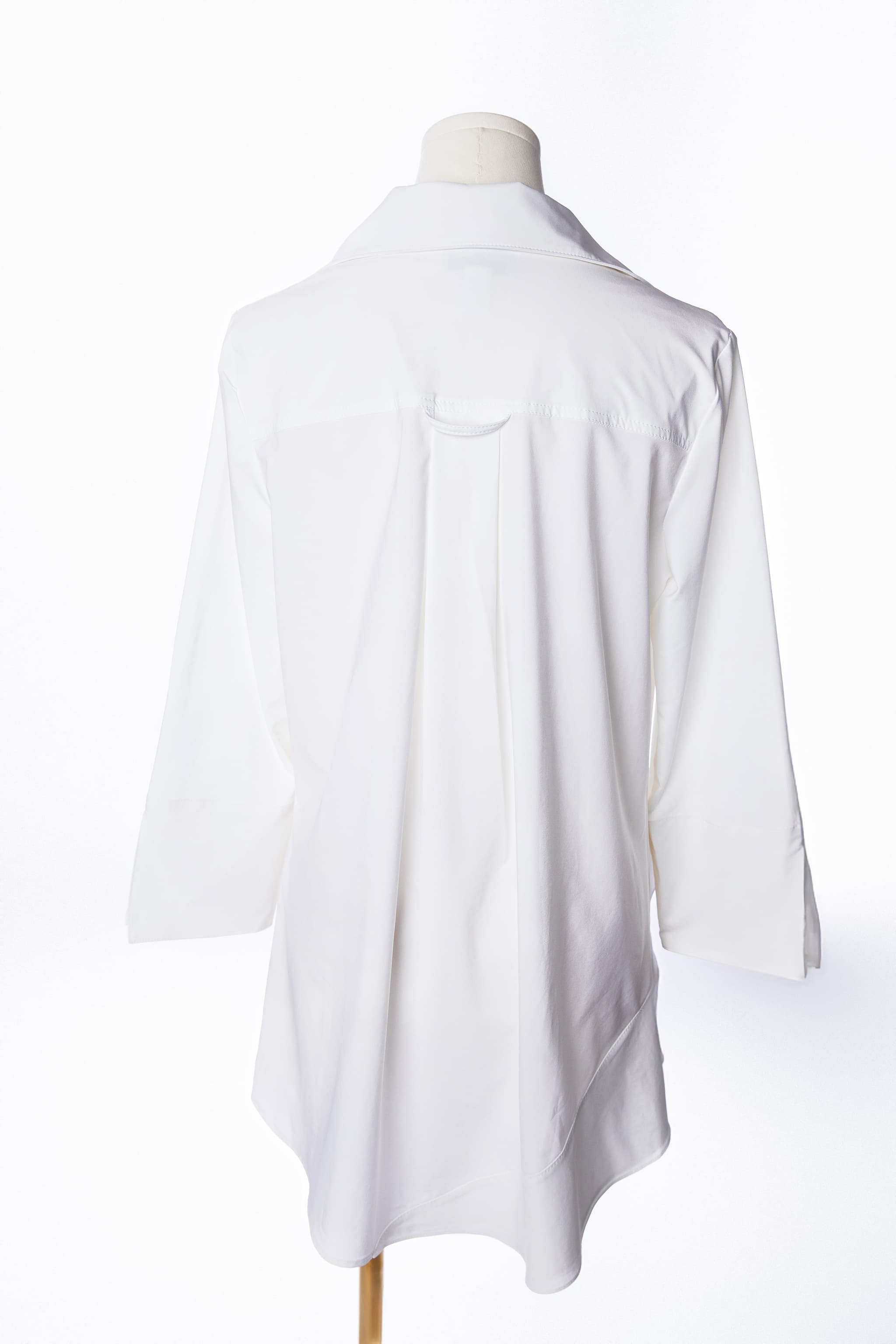Joseph Ribkoff White Tiered Ruffle Button-Front Shirt Tunic Dress