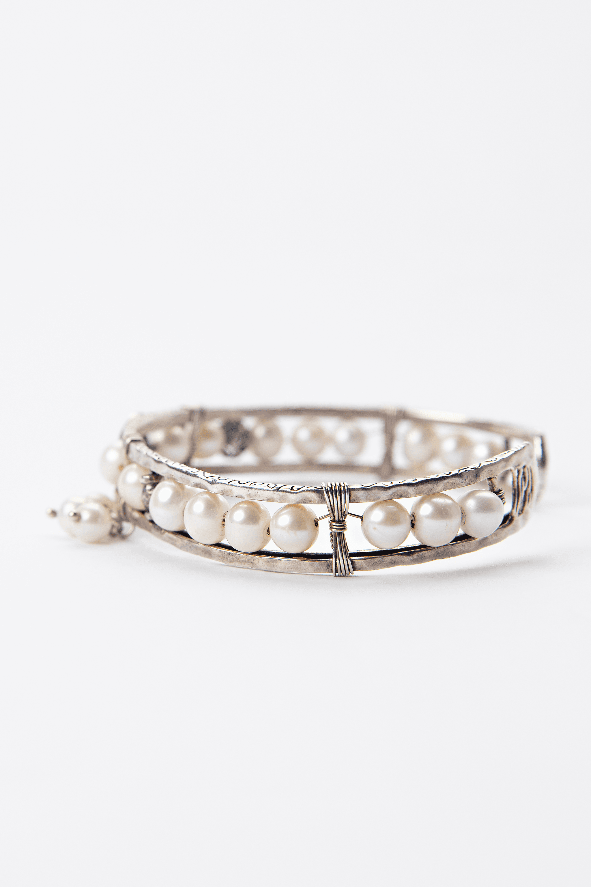 Sterling Silver Freshwater Pearl Artisan Cuff Bracelet