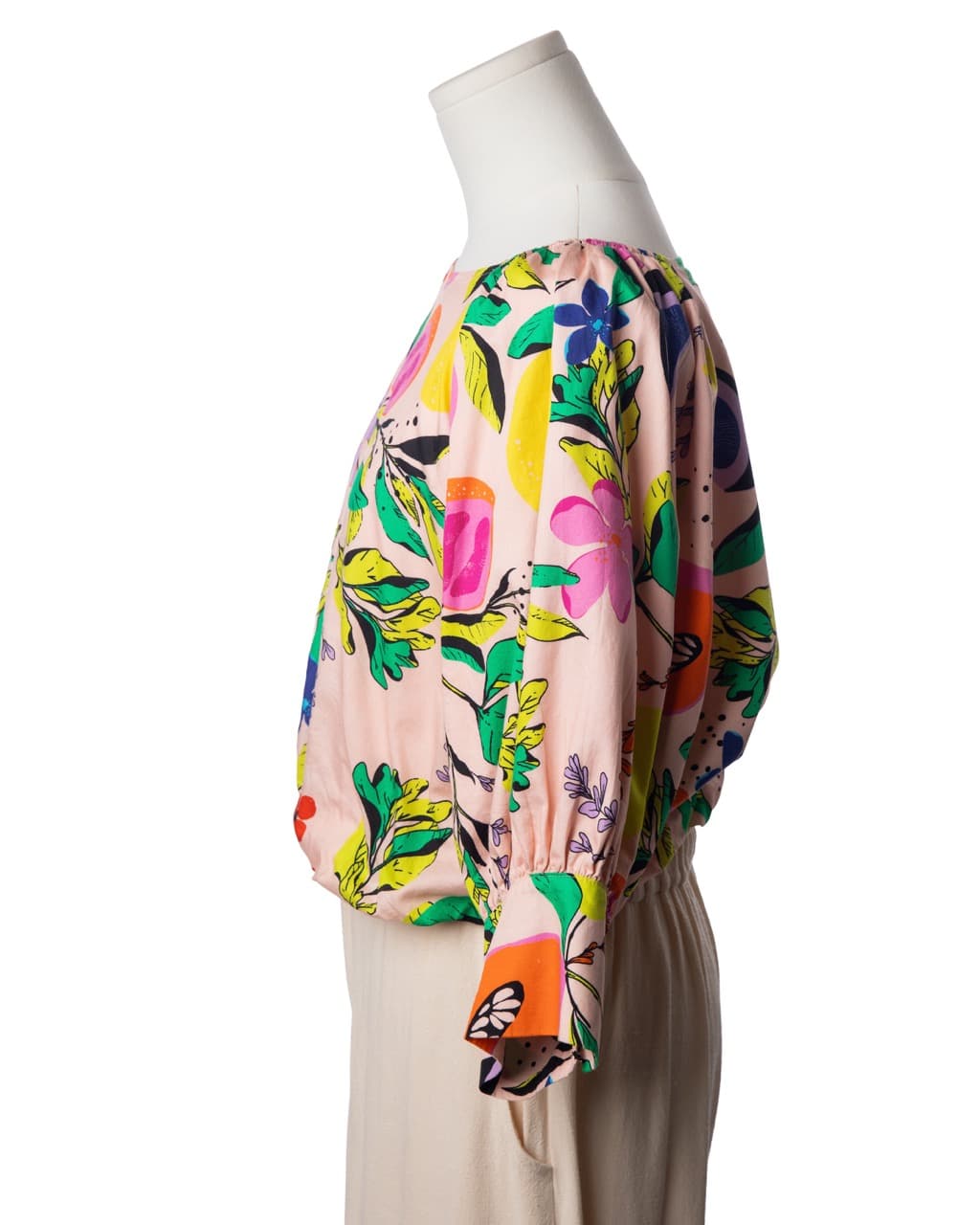 Emily McCarthy Botanical Print Silk Blouse