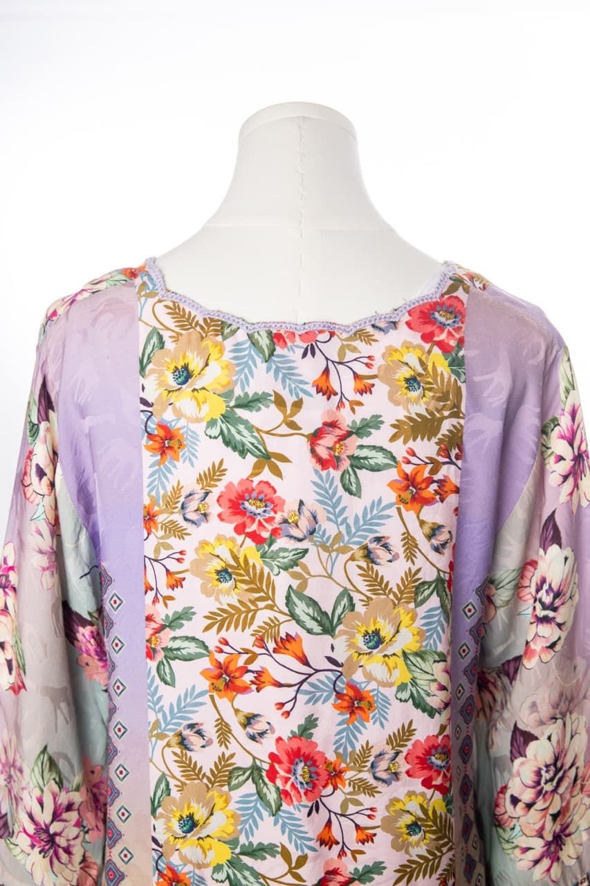 Johnny Was Patchwork Floral Boho Tunic Blouse