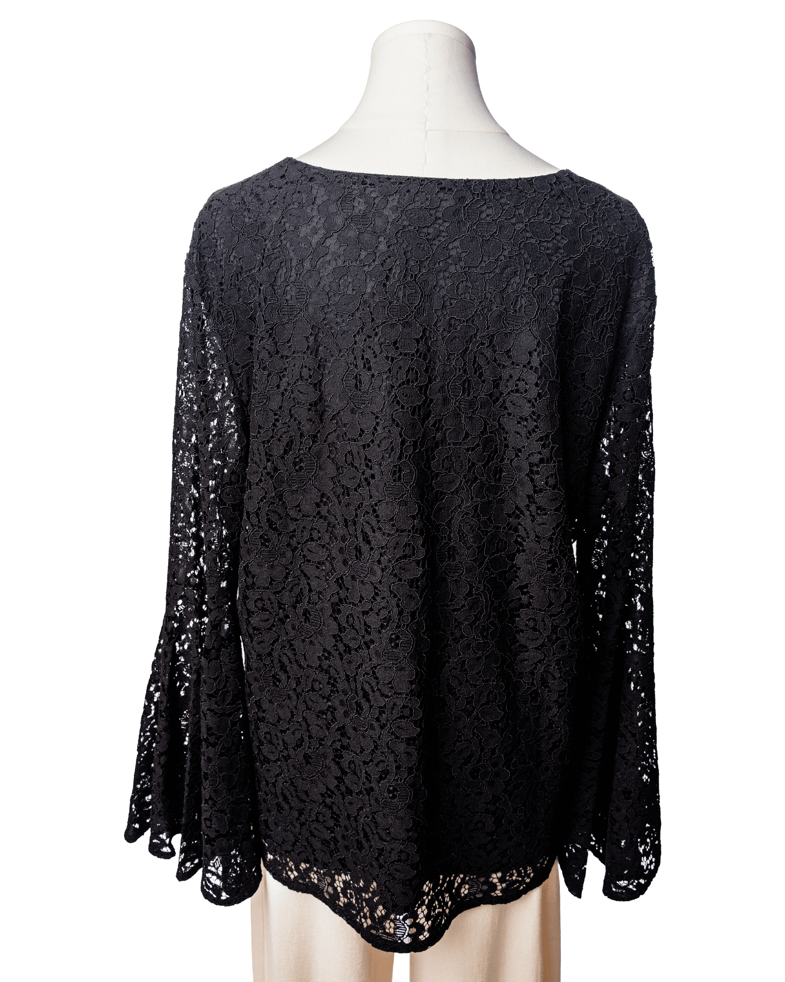 Catherine Malandrino Black Floral Lace Bell Sleeve Blouse- New with Tags
