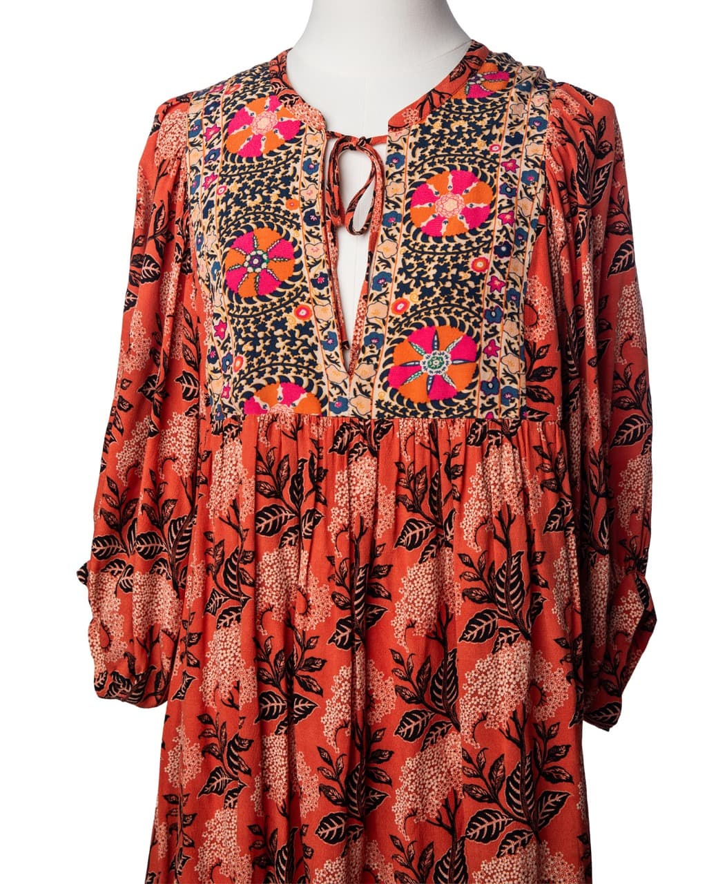 Ba&sh Rust Floral Boho Mini Dress