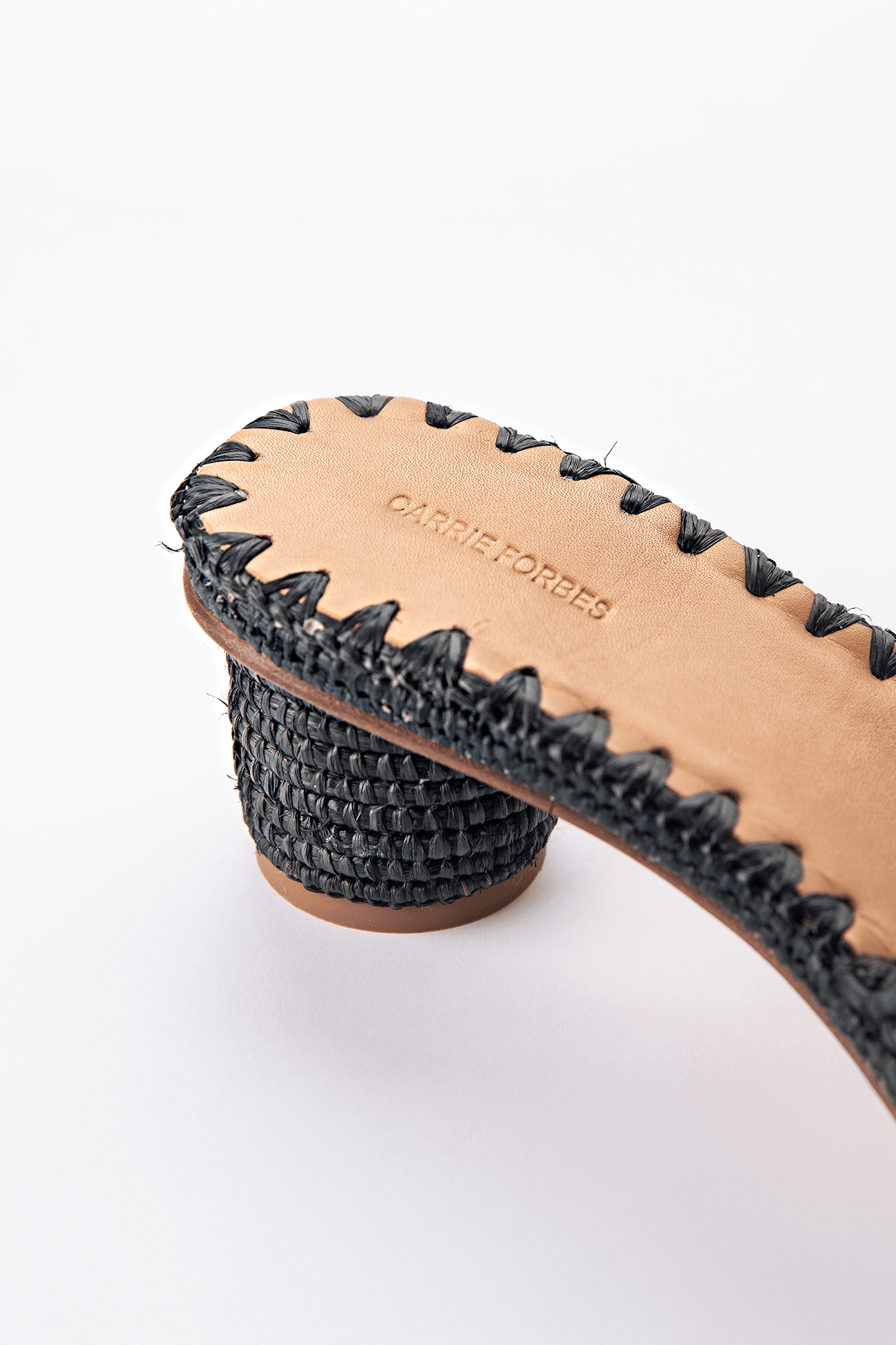 Handwoven Raffia Heeled Sandals by Carrie Forbes