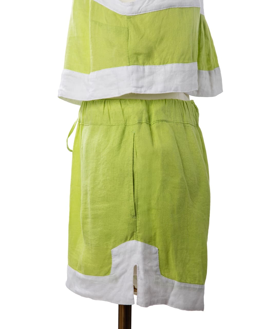 Haute Hippie Lime Linen Blend Crop Top & Shorts Set