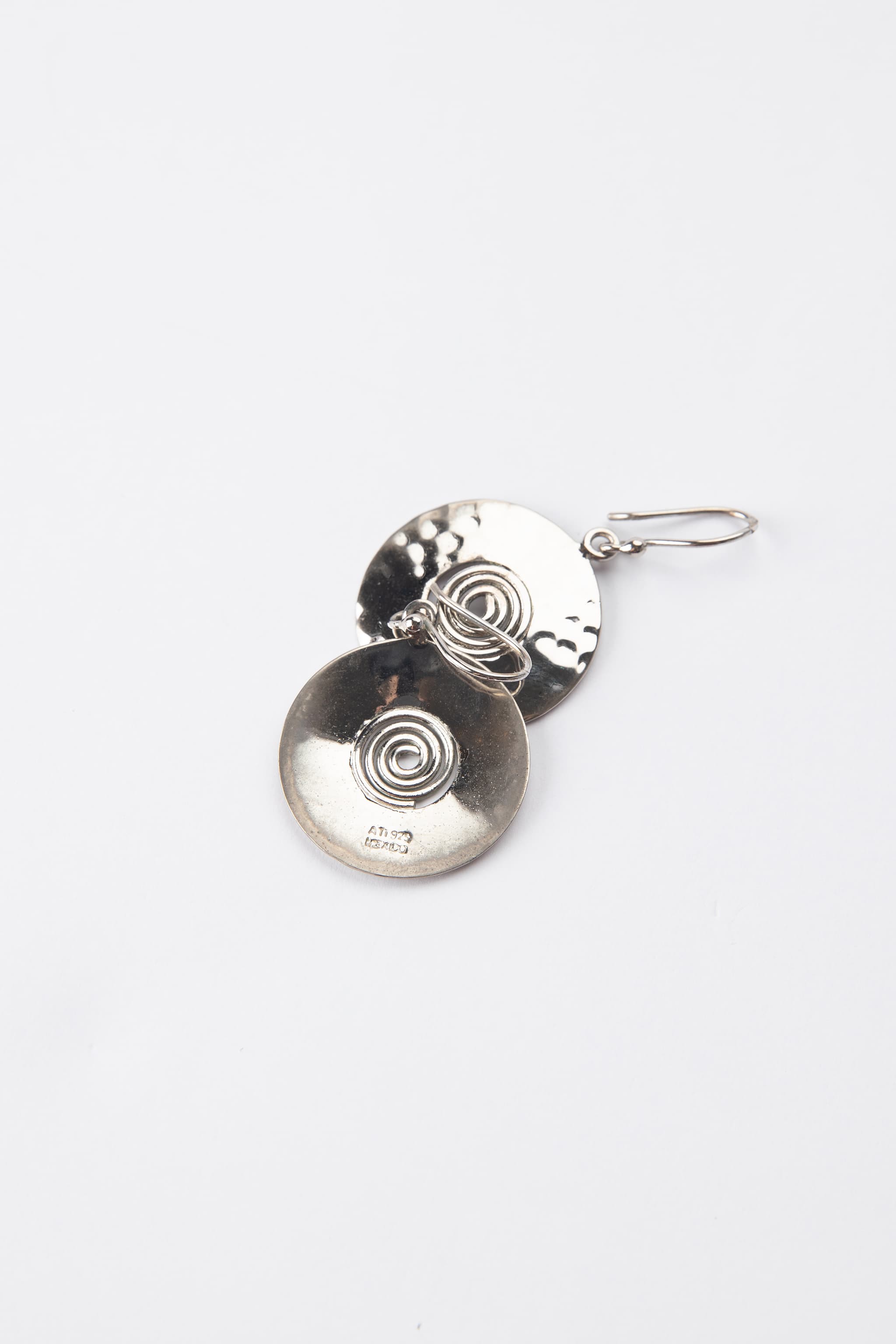 Vintage Mexican Sterling Silver Spiral Disc Earrings