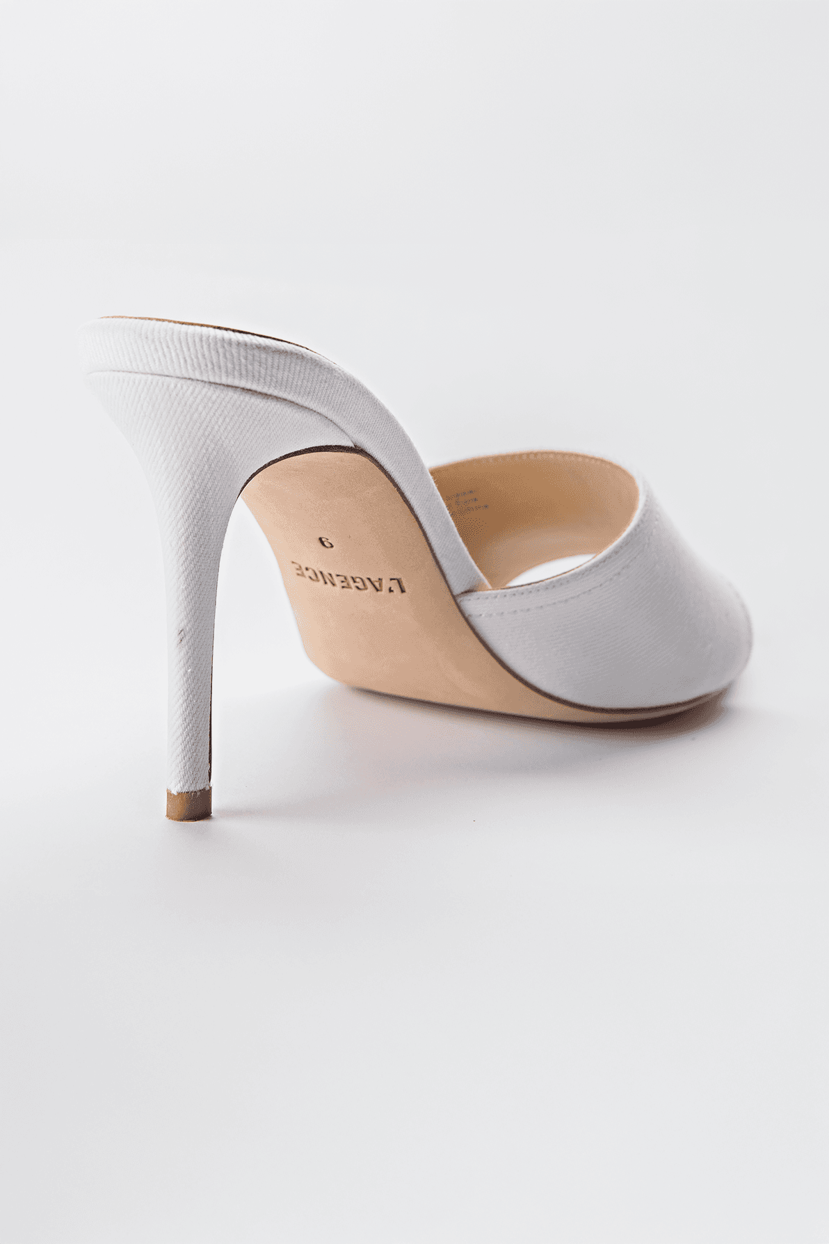 Ivory Satin Pointed Toe Mule Heels