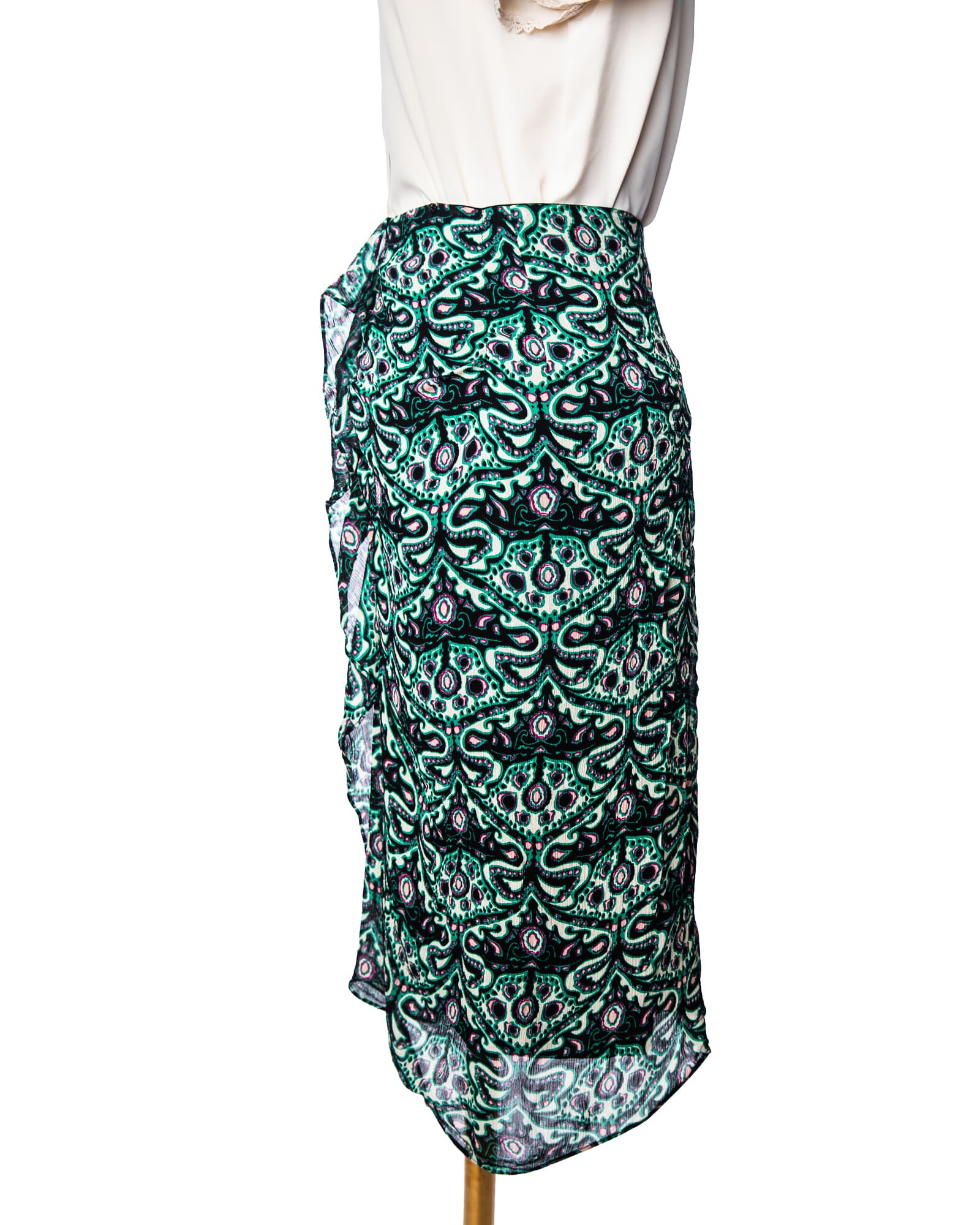 Ba&sh New With Tags Printed Ruffle Midi Skirt- New with Tags