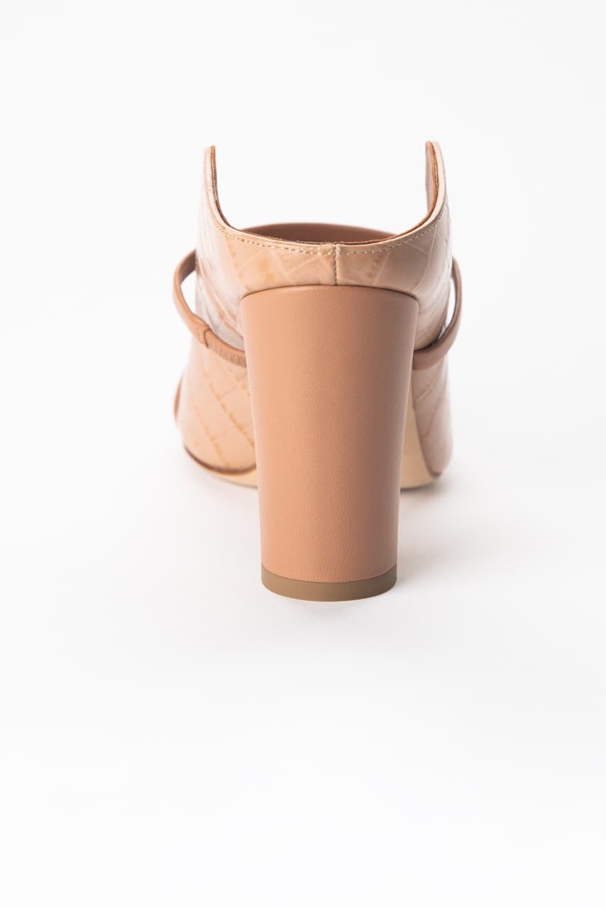 Malone Souliers Caramel Croc-Embossed Leather Mule Sandals