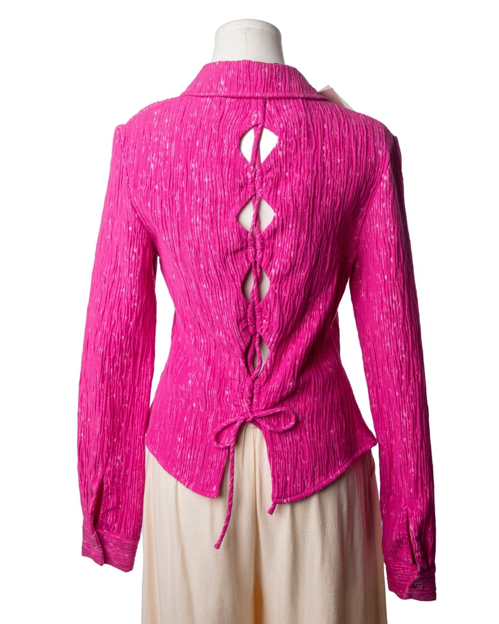 Stine Goya NWT Fuchsia Textured Lace-Up Back Shirt
