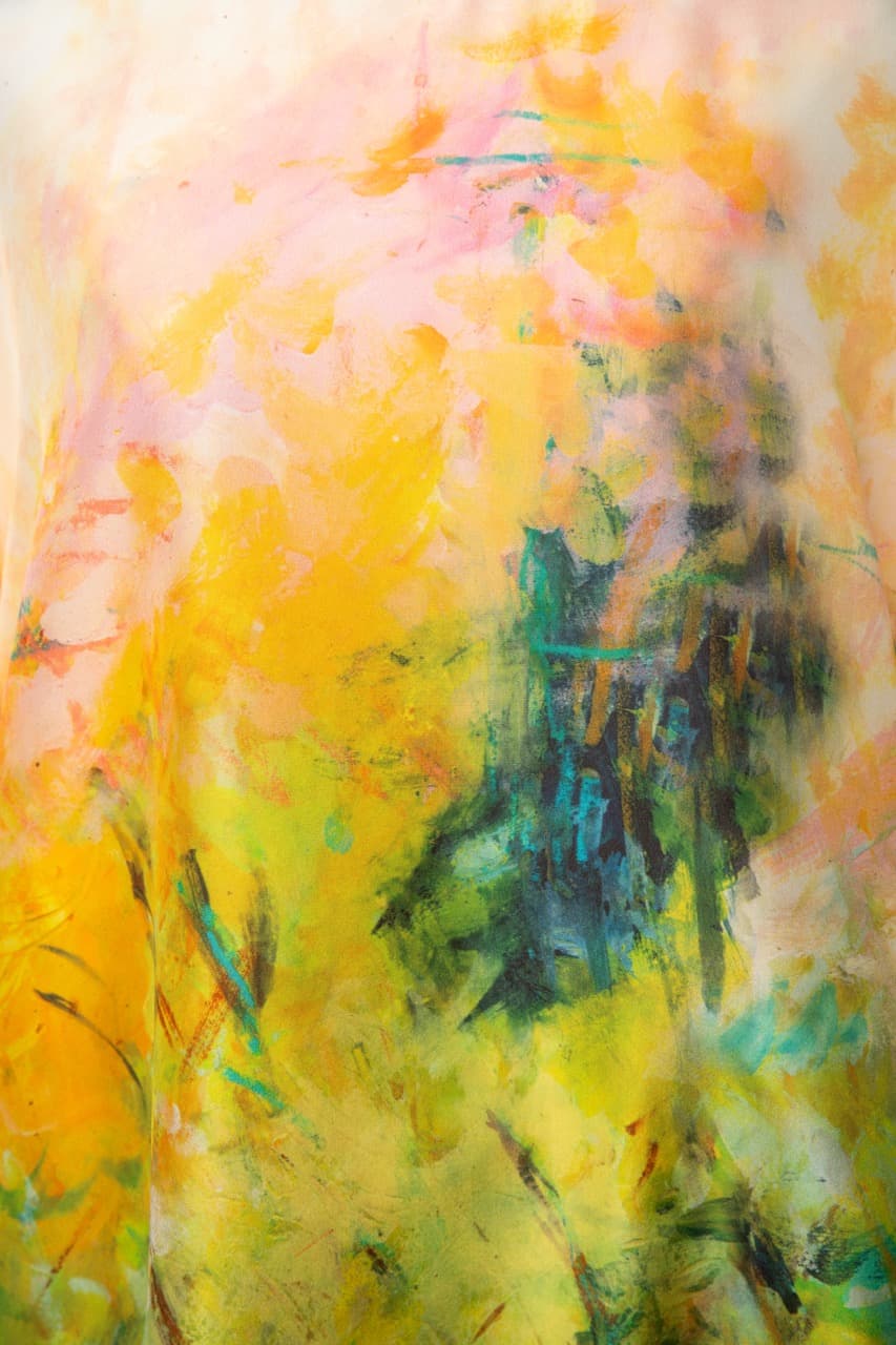 Lafayette 148 New York Abstract Watercolor 100% Silk Dolman Tunic Blouse