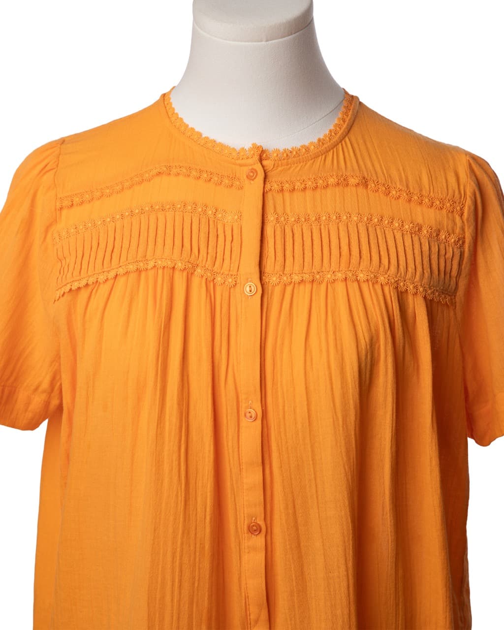 ME+EM Orange Pintuck Button Front Blouse - 100% Cotton