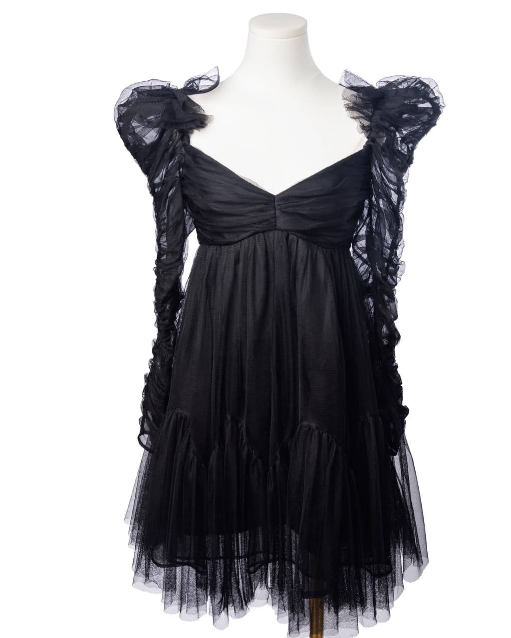 Zimmermann Tulle Ruched Puff-Sleeve Babydoll Mini Dress