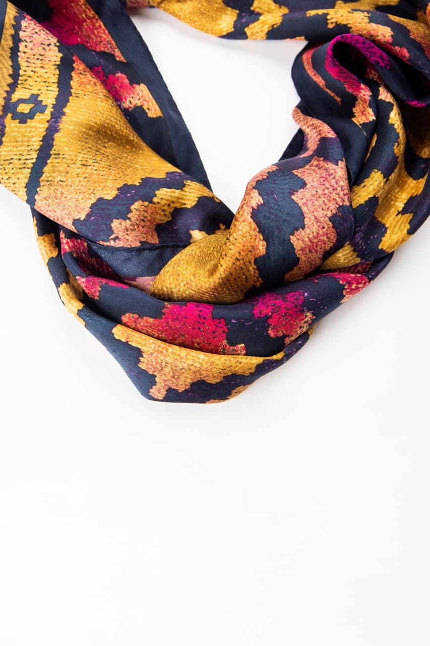 Adrienne Landau Studio Silk Abstract Animal Print Square Scarf