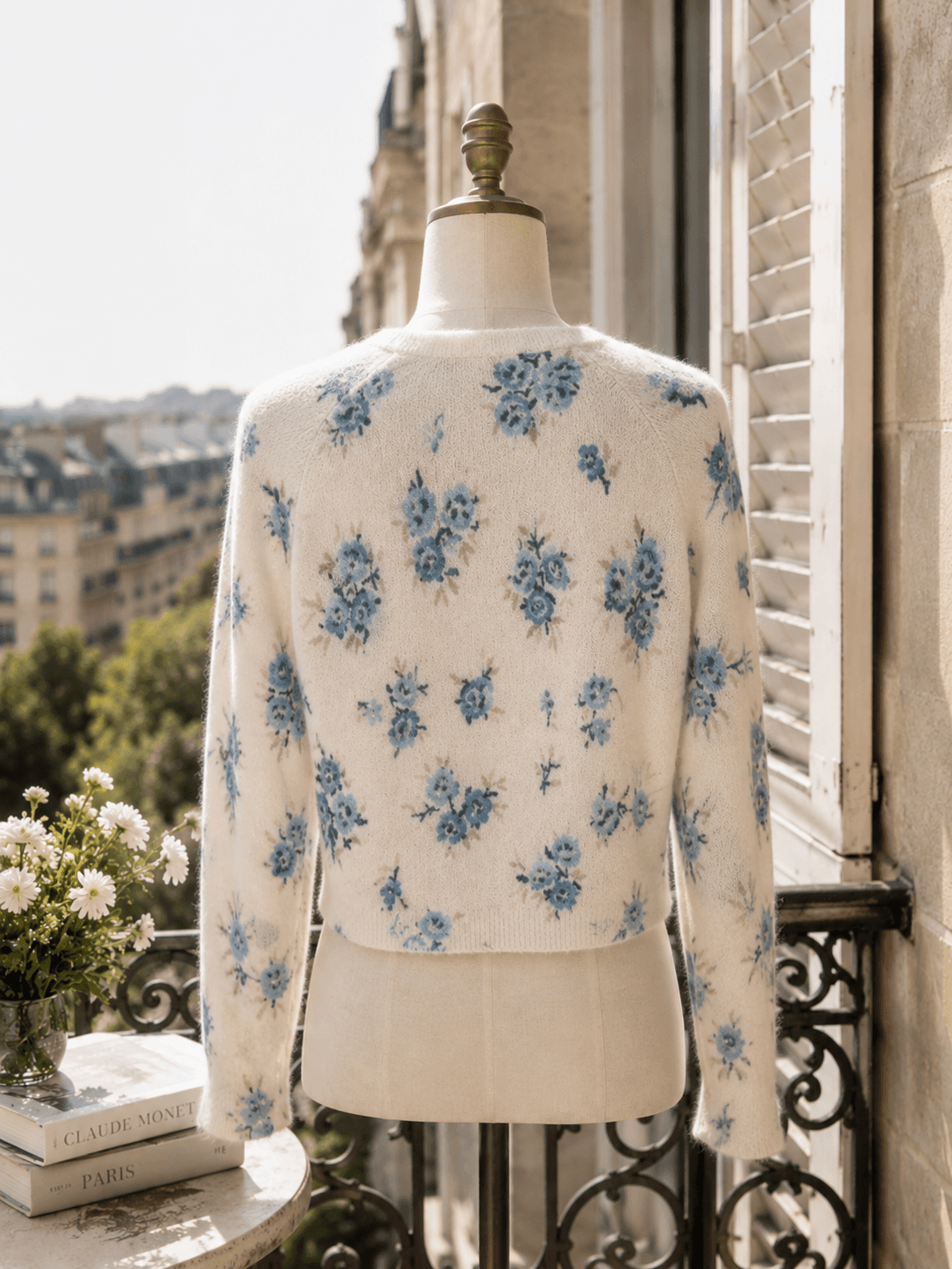 Sézane Floral Mohair Blend Cropped Cardigan- New with Tags