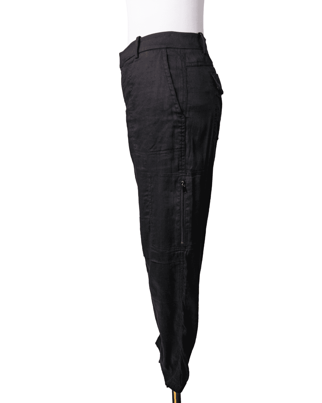 Vince Black Linen-Blend Utility Cargo Pants