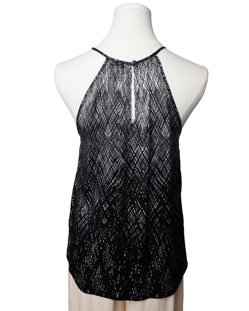 Joie Leikyn Silk Halter Blouse in Noir Ivory Geo